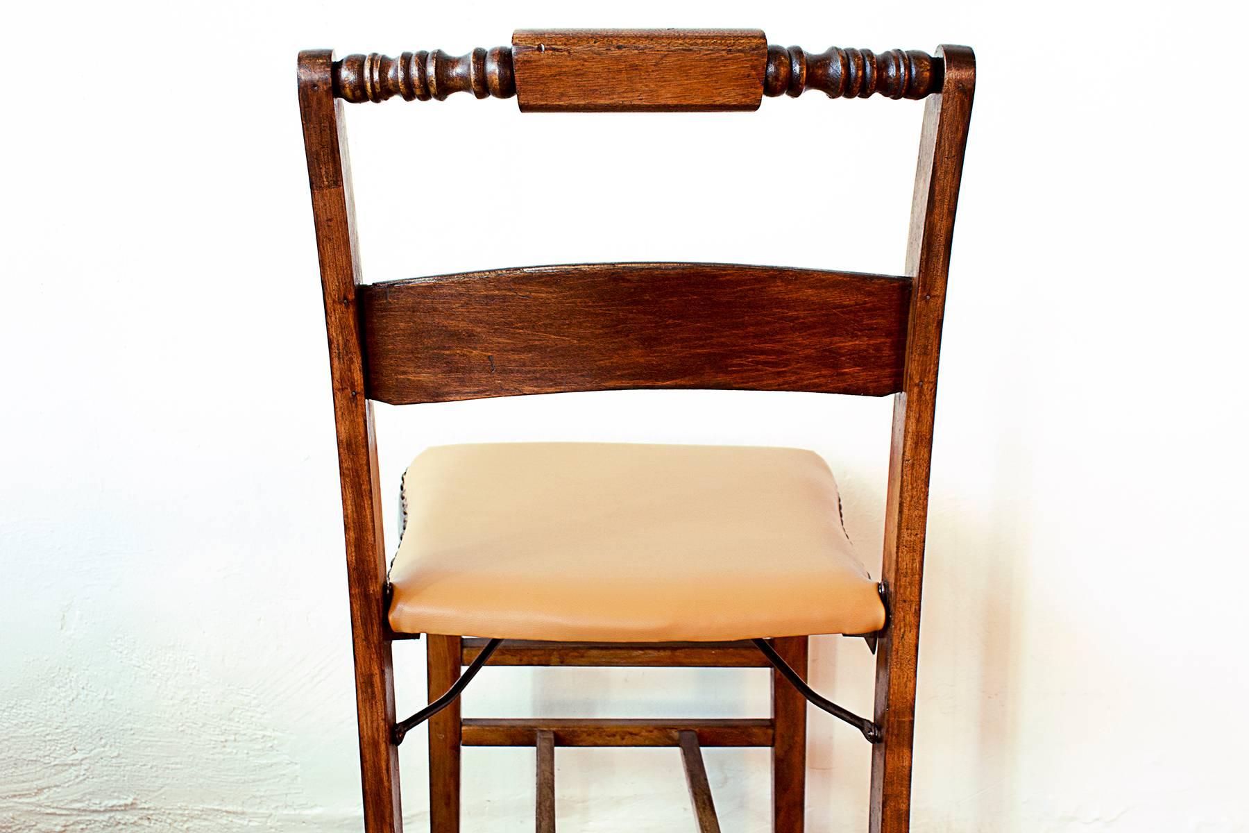 Mission Set of Two Antique Folding Wood Chairs, circa 1930s