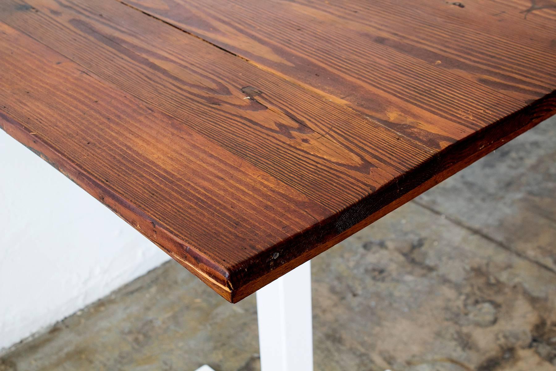Powder-Coated Bistro Table with Custom Base and Antique Oak Top
