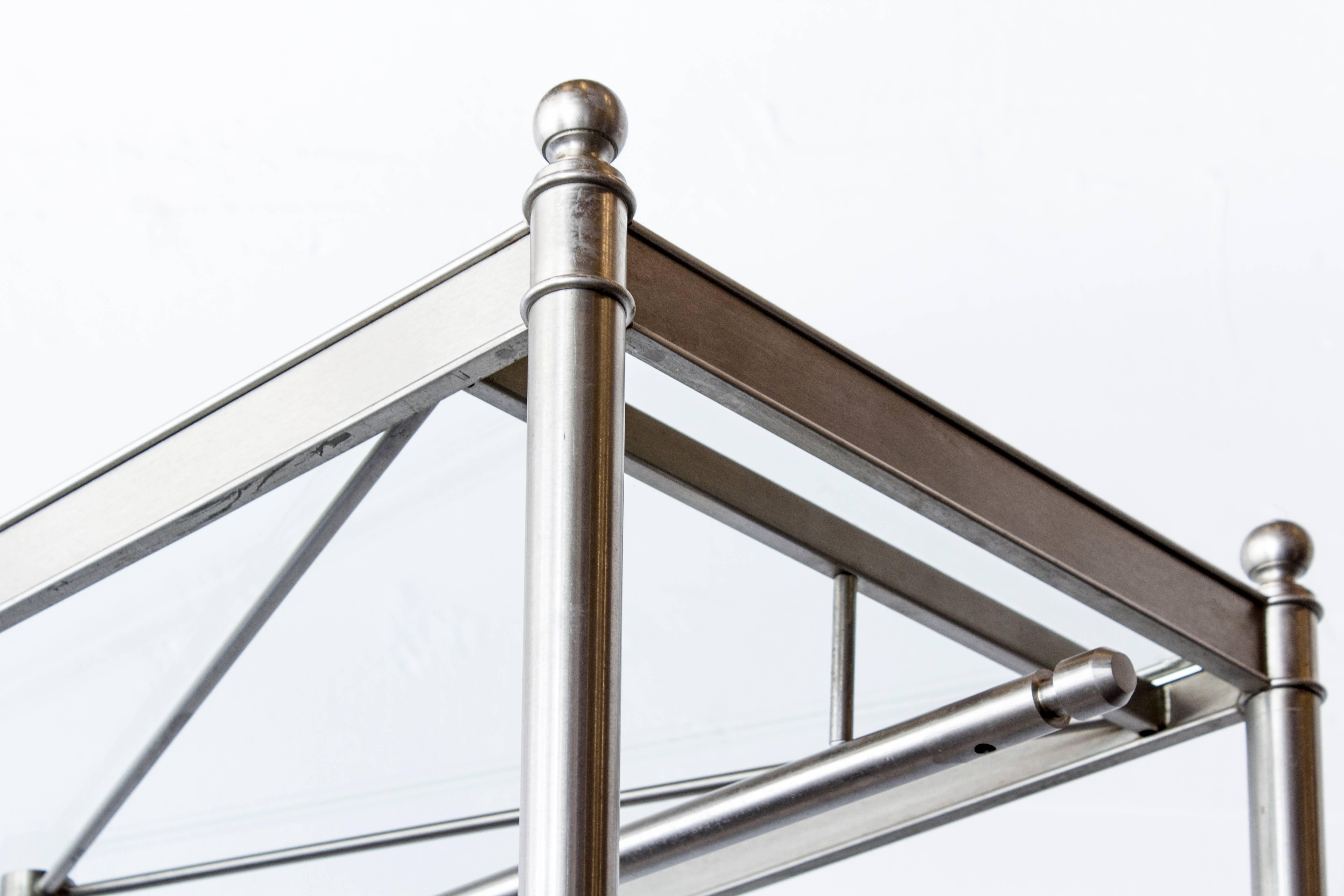Late 20th Century Nickel-Plated and Glass Clothes Rack on Wood Base