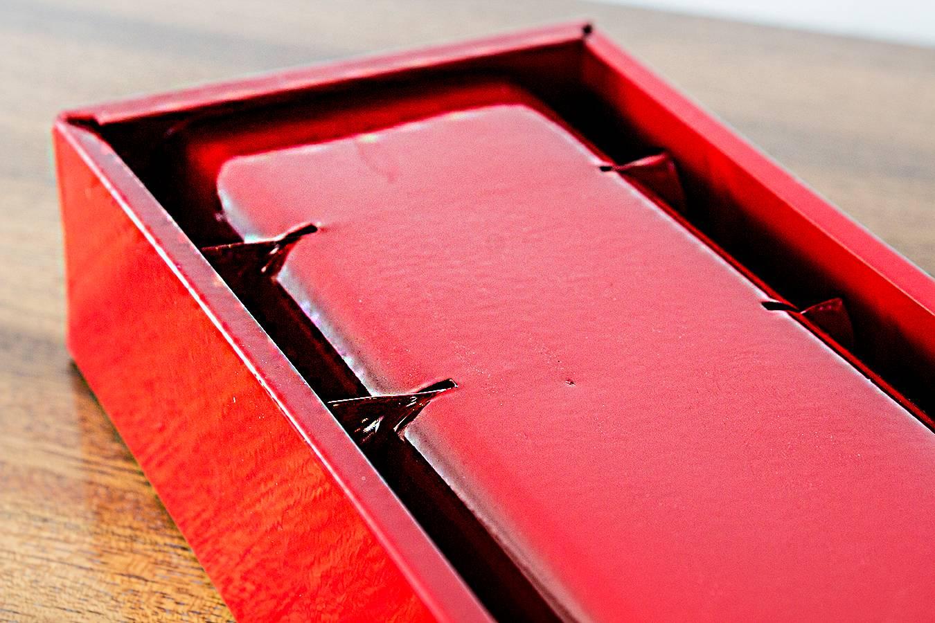 Tanker Drawer Insert Repurposed as Desktop Organizer, Refinished in Red In Excellent Condition In Alhambra, CA