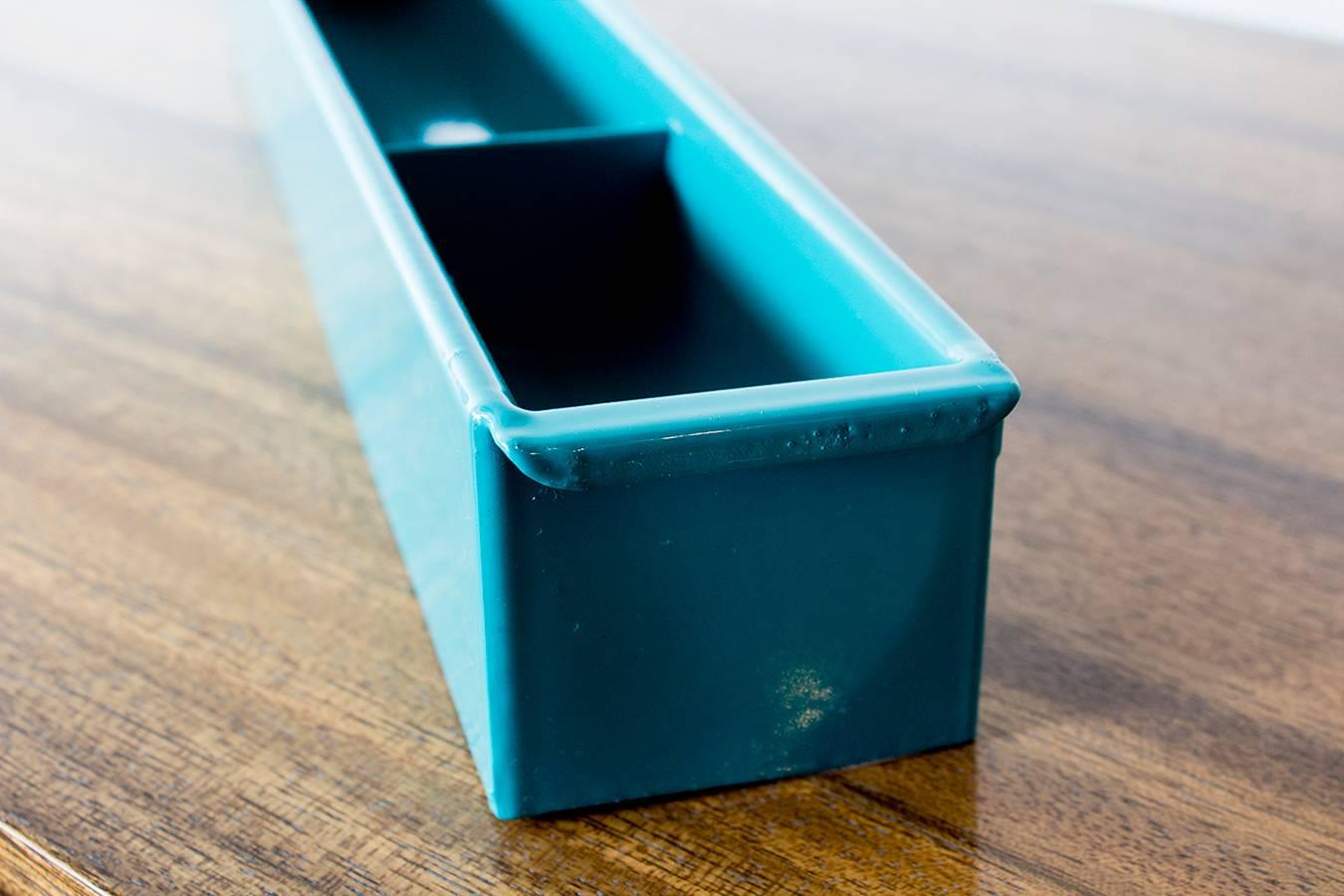 Mid-Century Modern Tanker Drawer Insert Repurposed as Desktop Organizer, Refinished in Blue