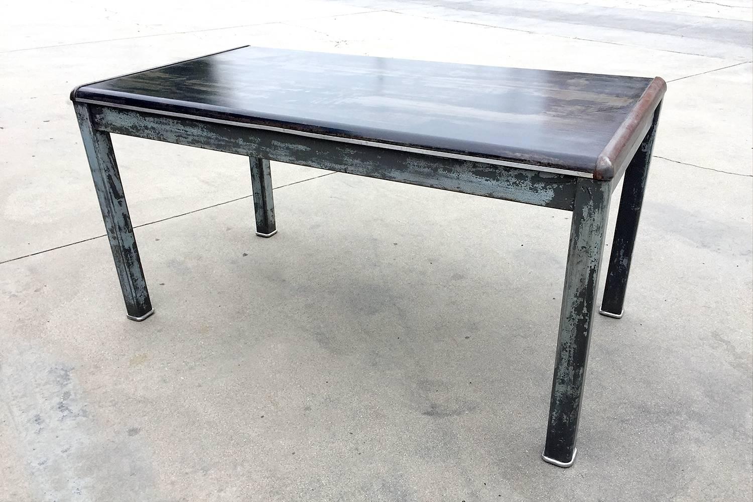 Mid-20th Century 1940s Industrial Tanker Table by Art Metal, Refinished