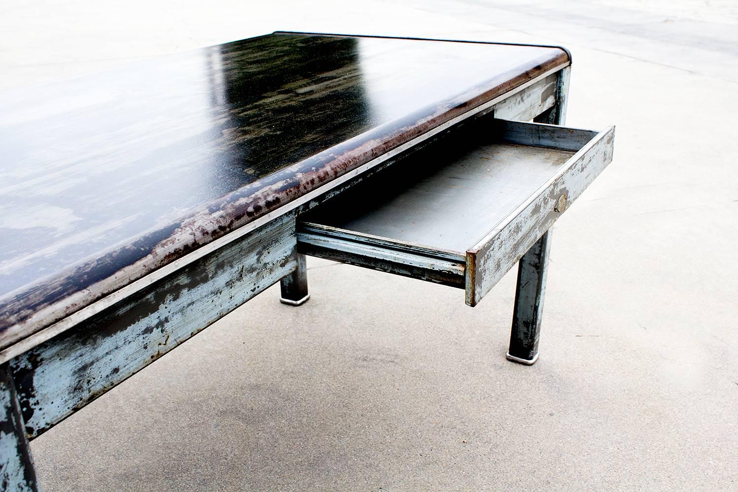 1940s Industrial Tanker Table by Art Metal, Refinished 2