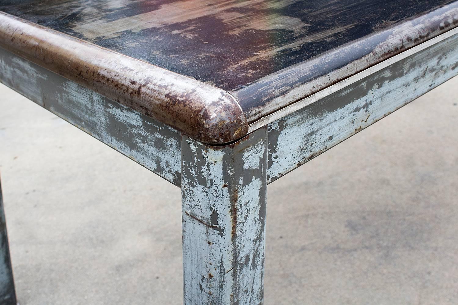 American 1940s Industrial Tanker Table by Art Metal, Refinished