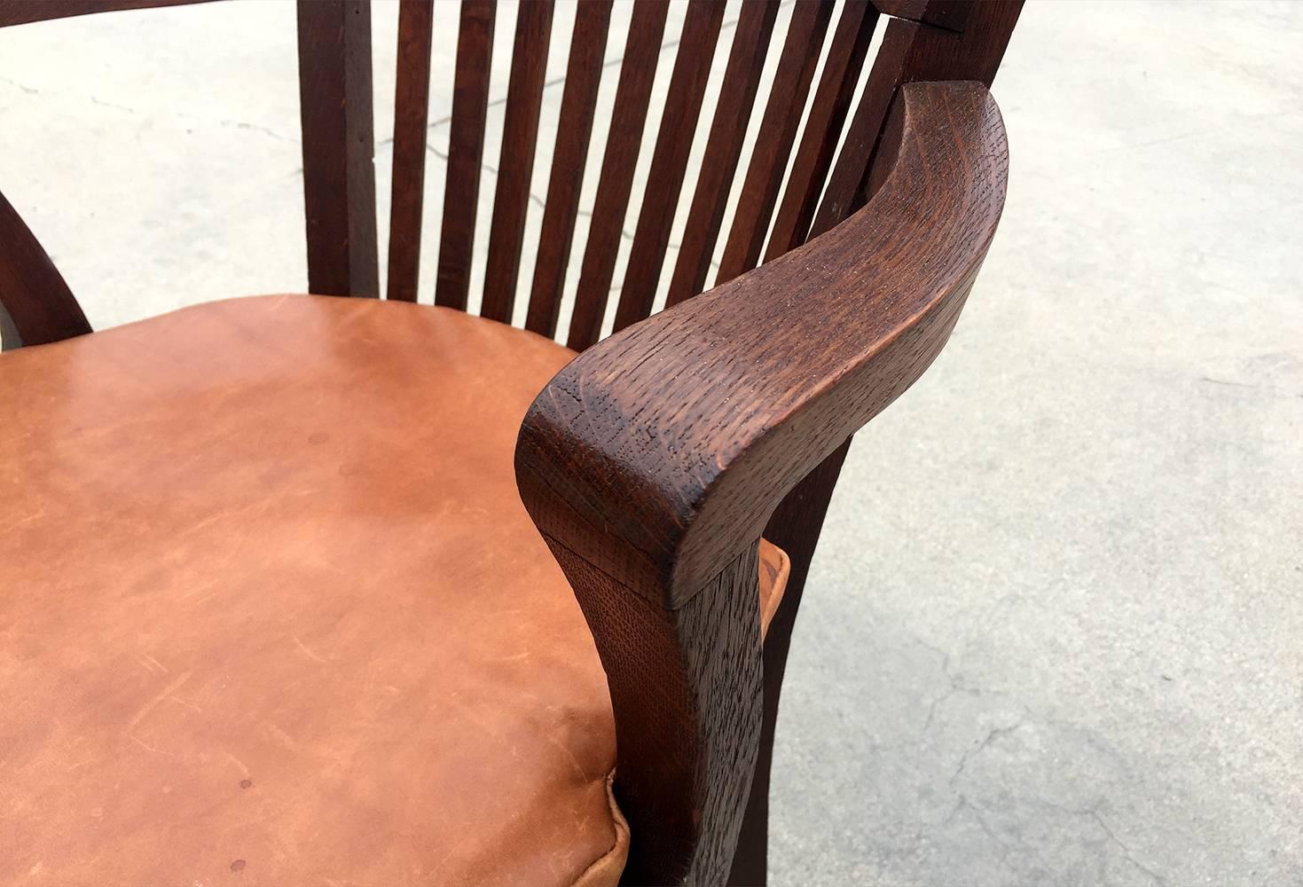 American 1940s Oak Lawyer's Chair, Refinished