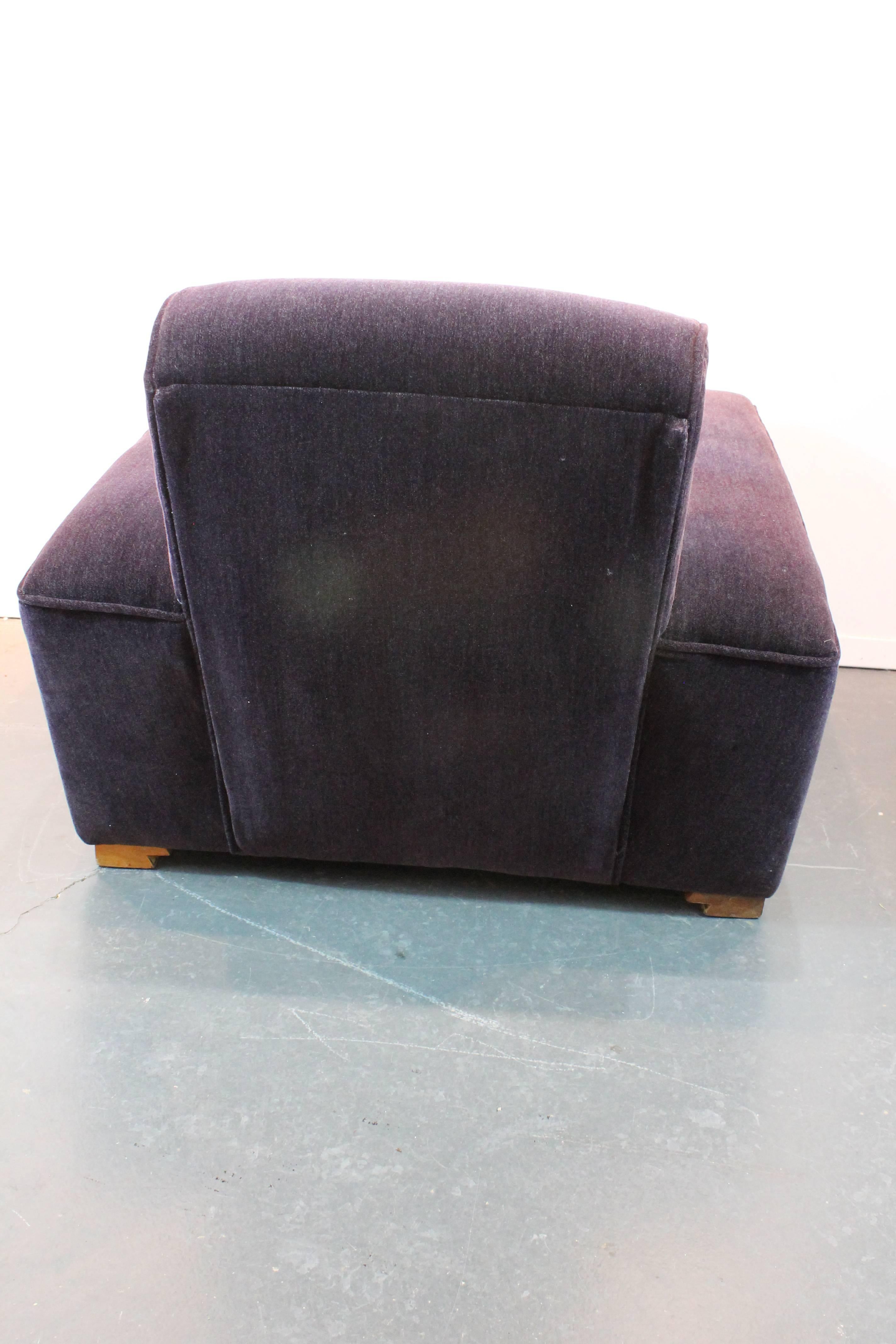 Art Deco Aubergine Mohair Lounge Chair For Sale 2