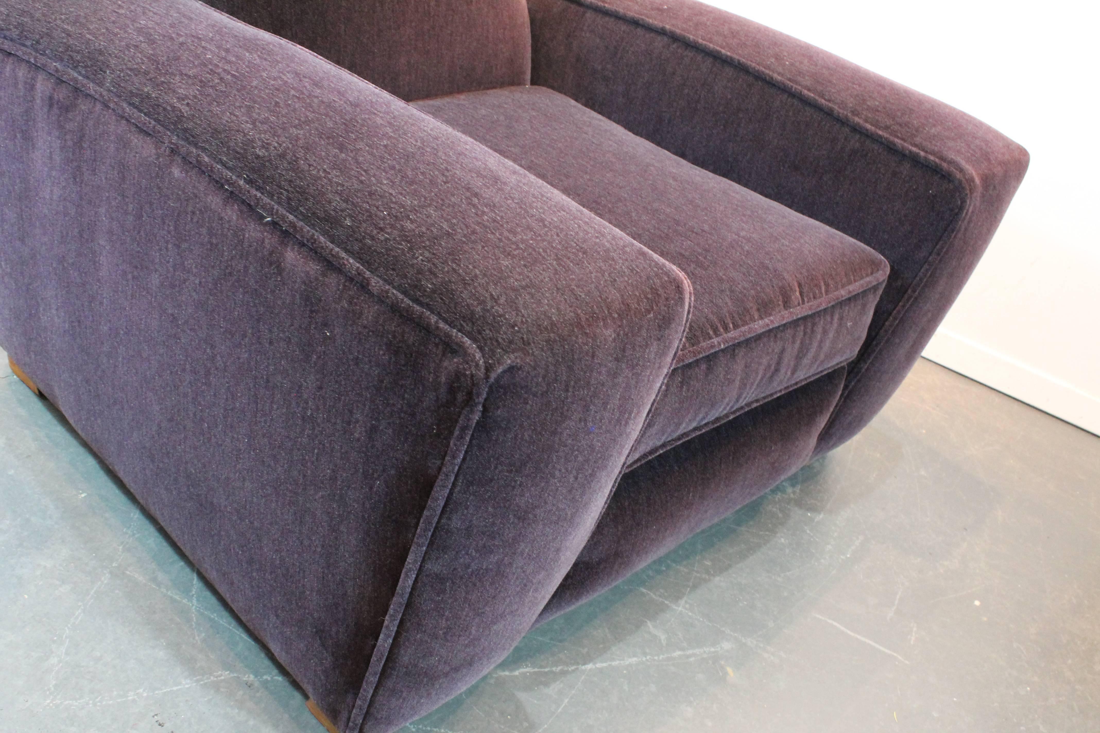 Art Deco Aubergine Mohair Lounge Chair For Sale 4