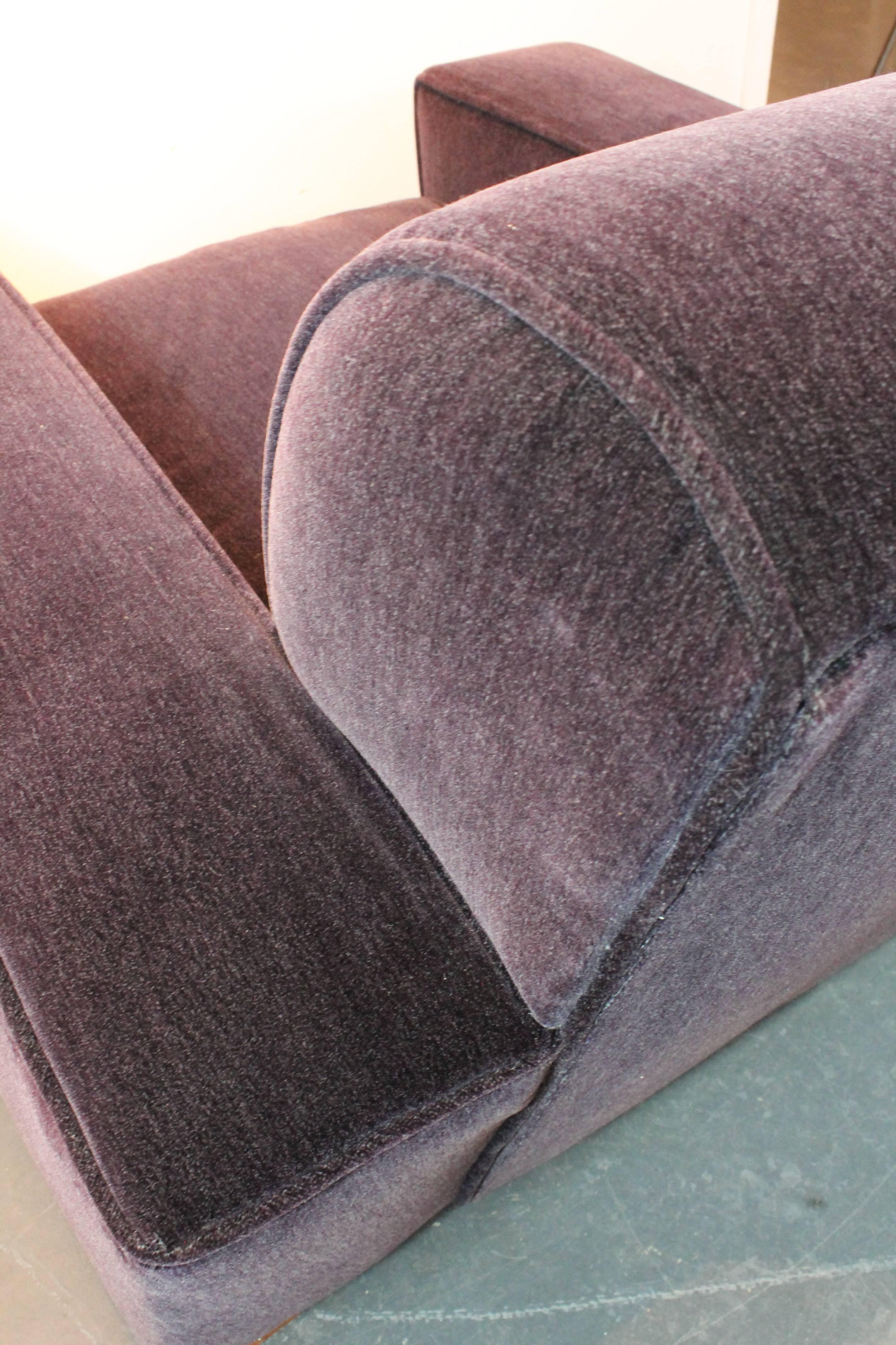 Art Deco Aubergine Mohair Lounge Chair For Sale 5