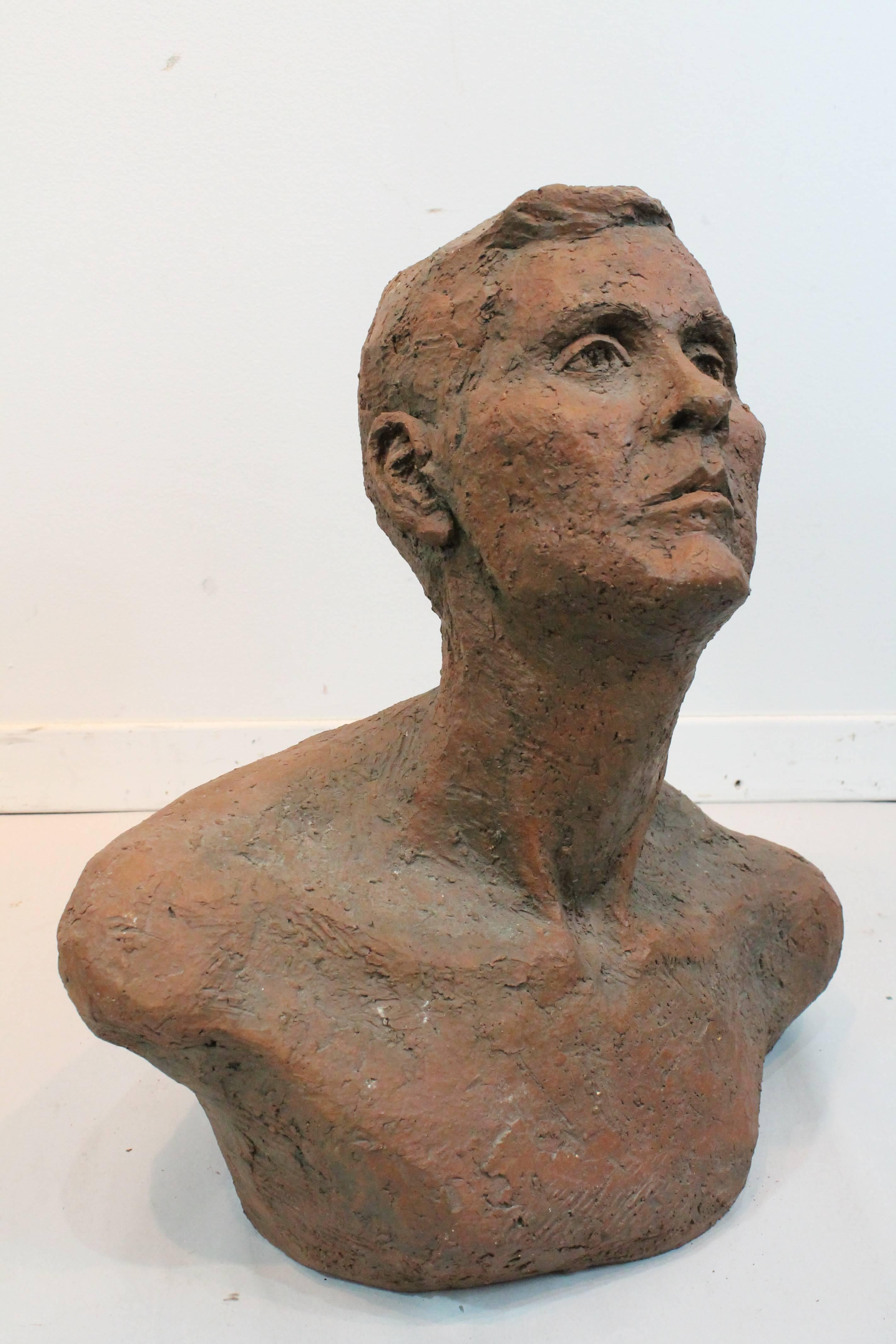 Nice scale and great presence on this terra cotta bust of a gentleman.