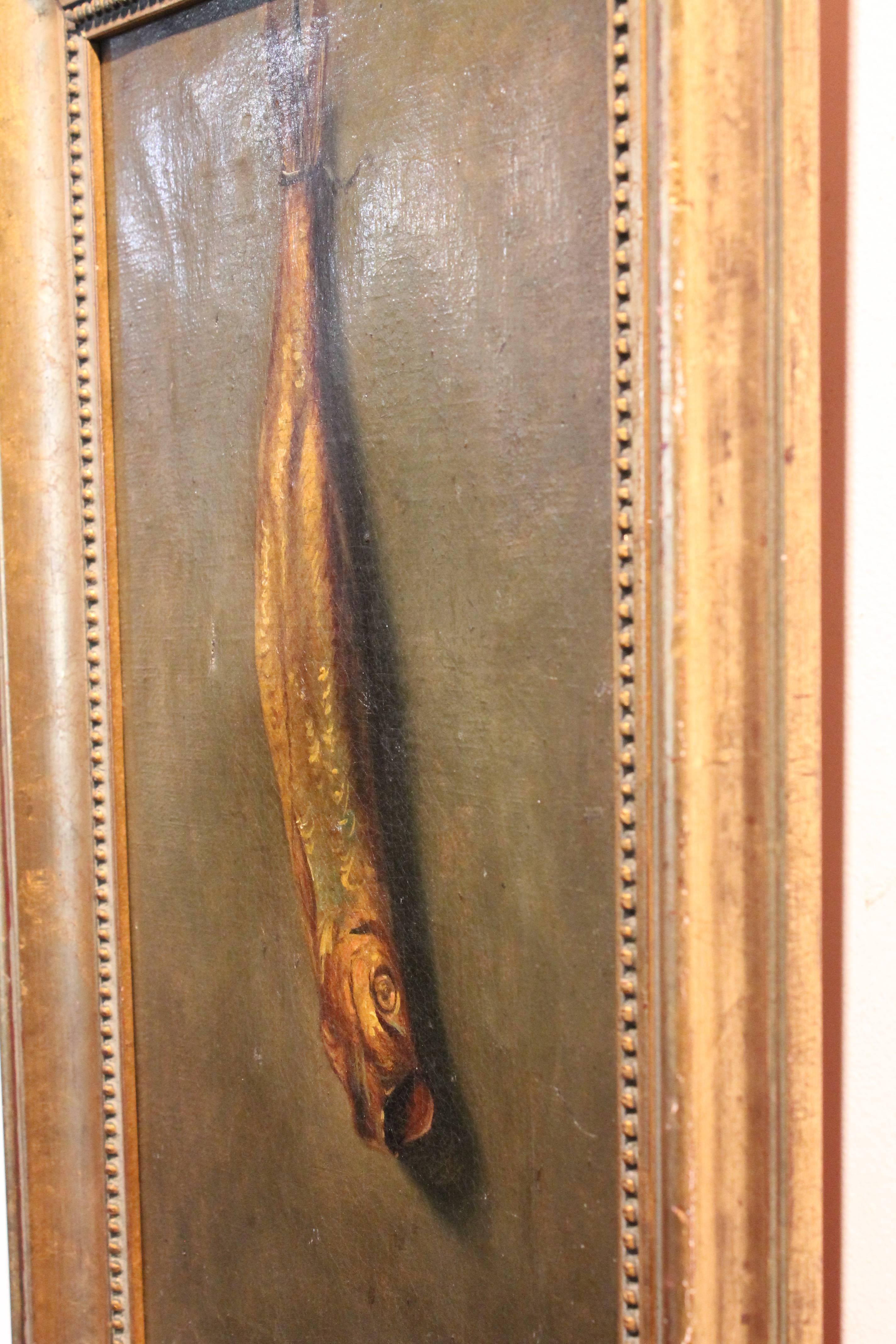 Early 19th Century 1824 Fish Still Life Painting For Sale