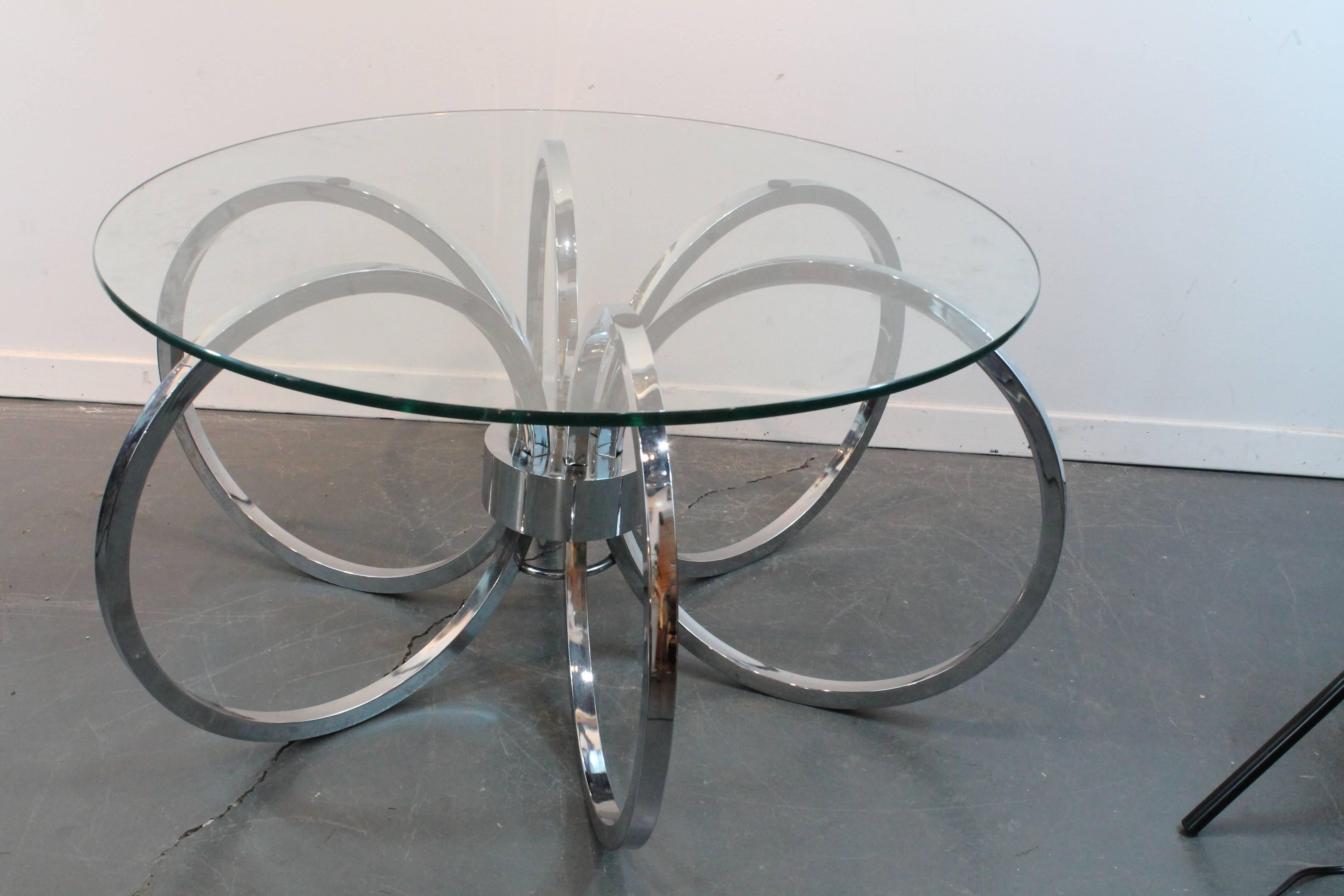 Mid-Century Modern Mid-Century Chrome Sculptural Ring Cocktail Table For Sale