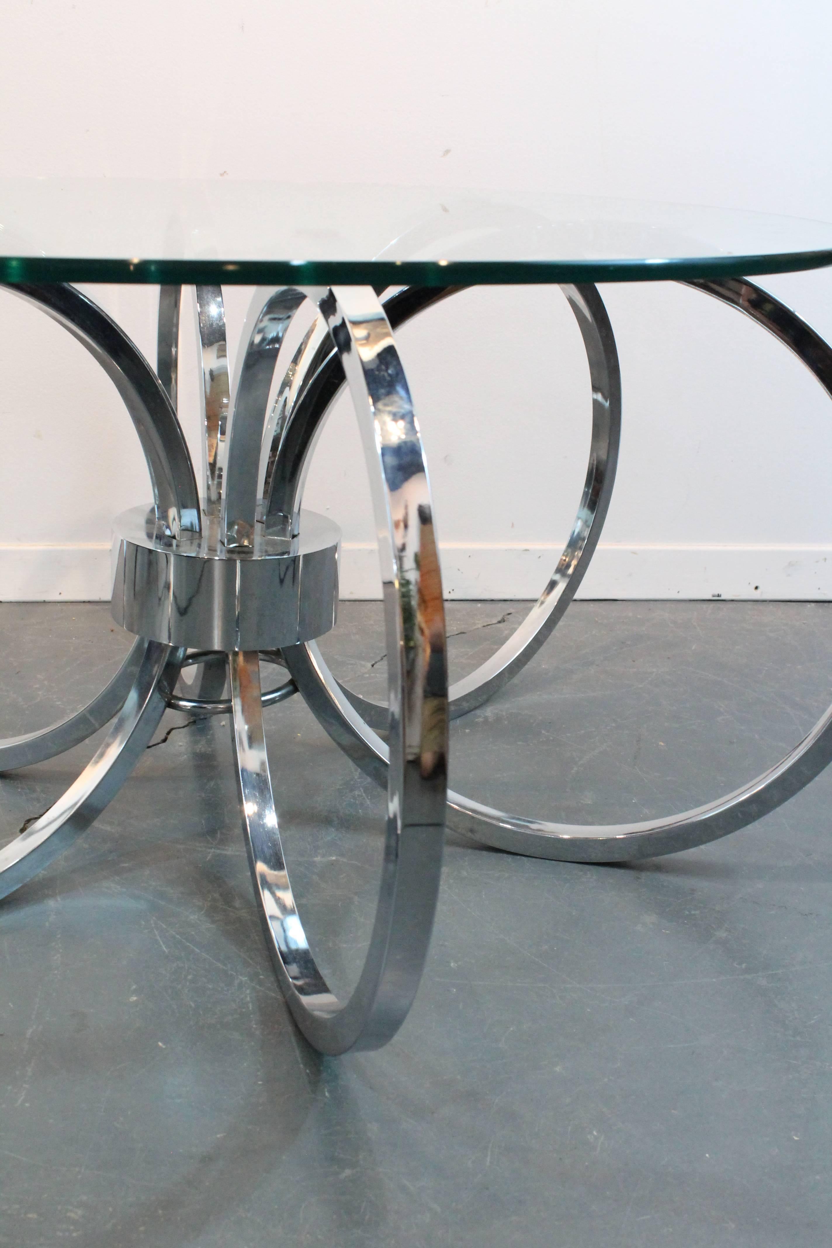 20th Century Mid-Century Chrome Sculptural Ring Cocktail Table For Sale
