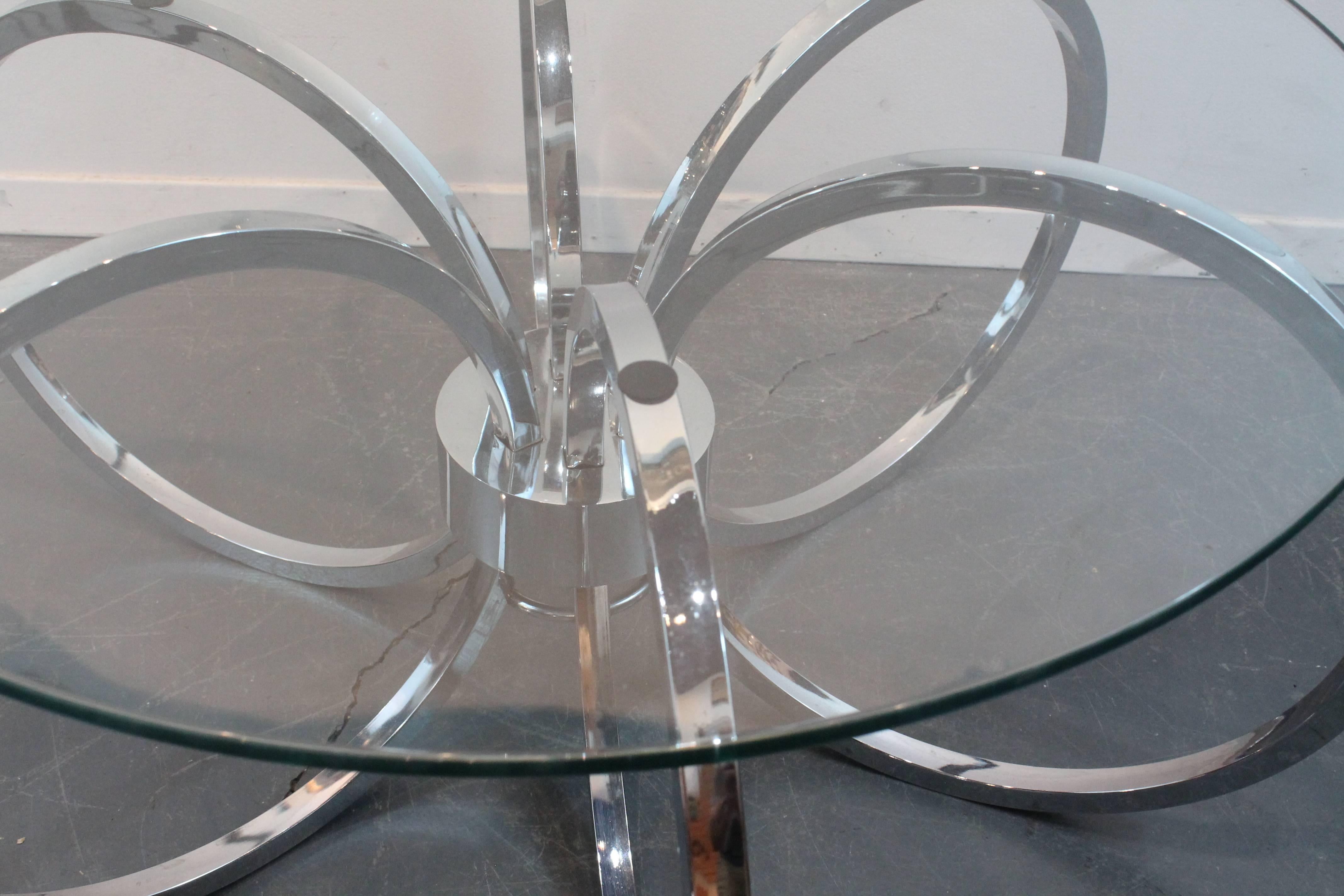Mid-Century Chrome Sculptural Ring Cocktail Table For Sale 1