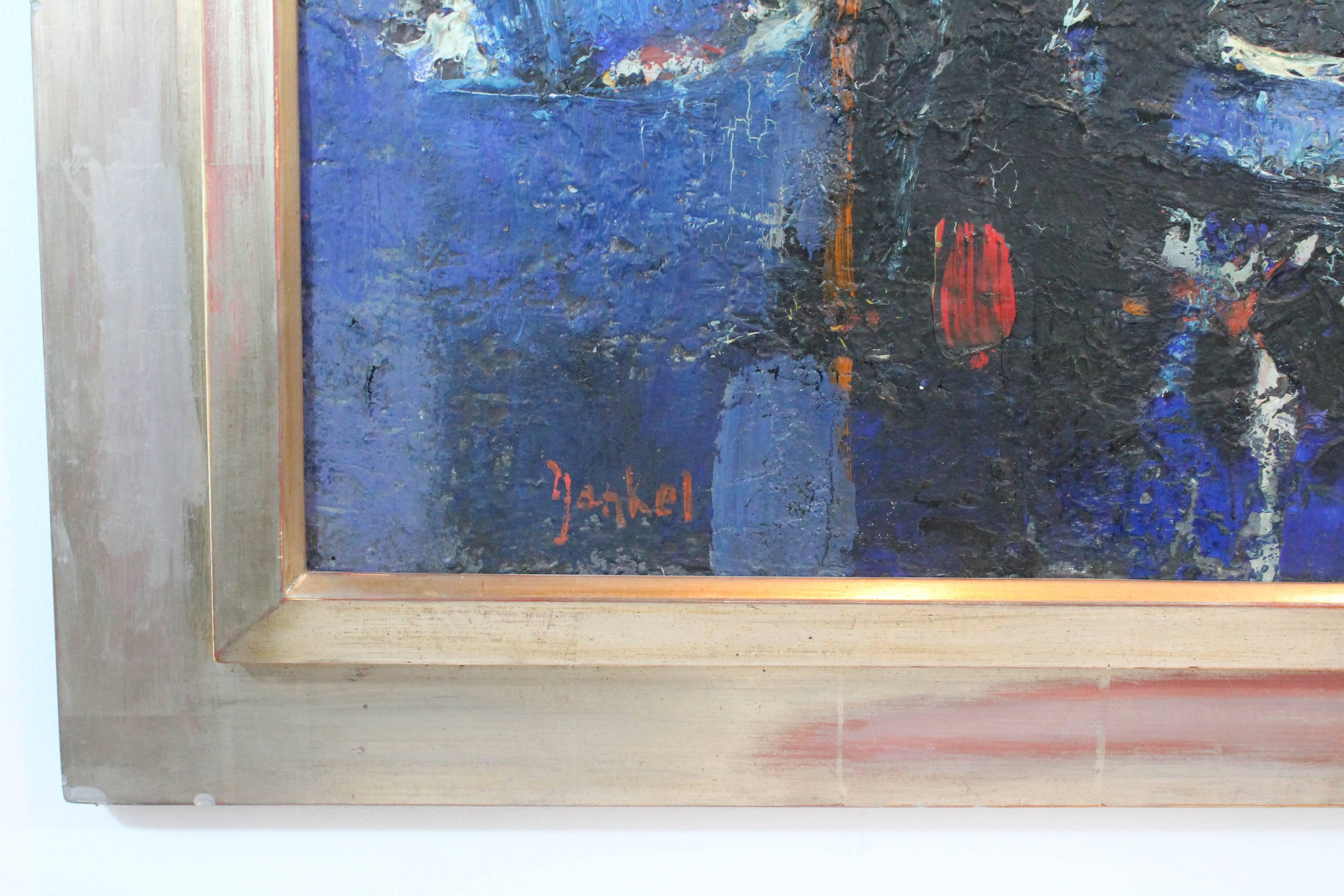 French Abstract Expressionist Oil on Canvas by Jacques Yankel In Excellent Condition In 3 Oaks, MI