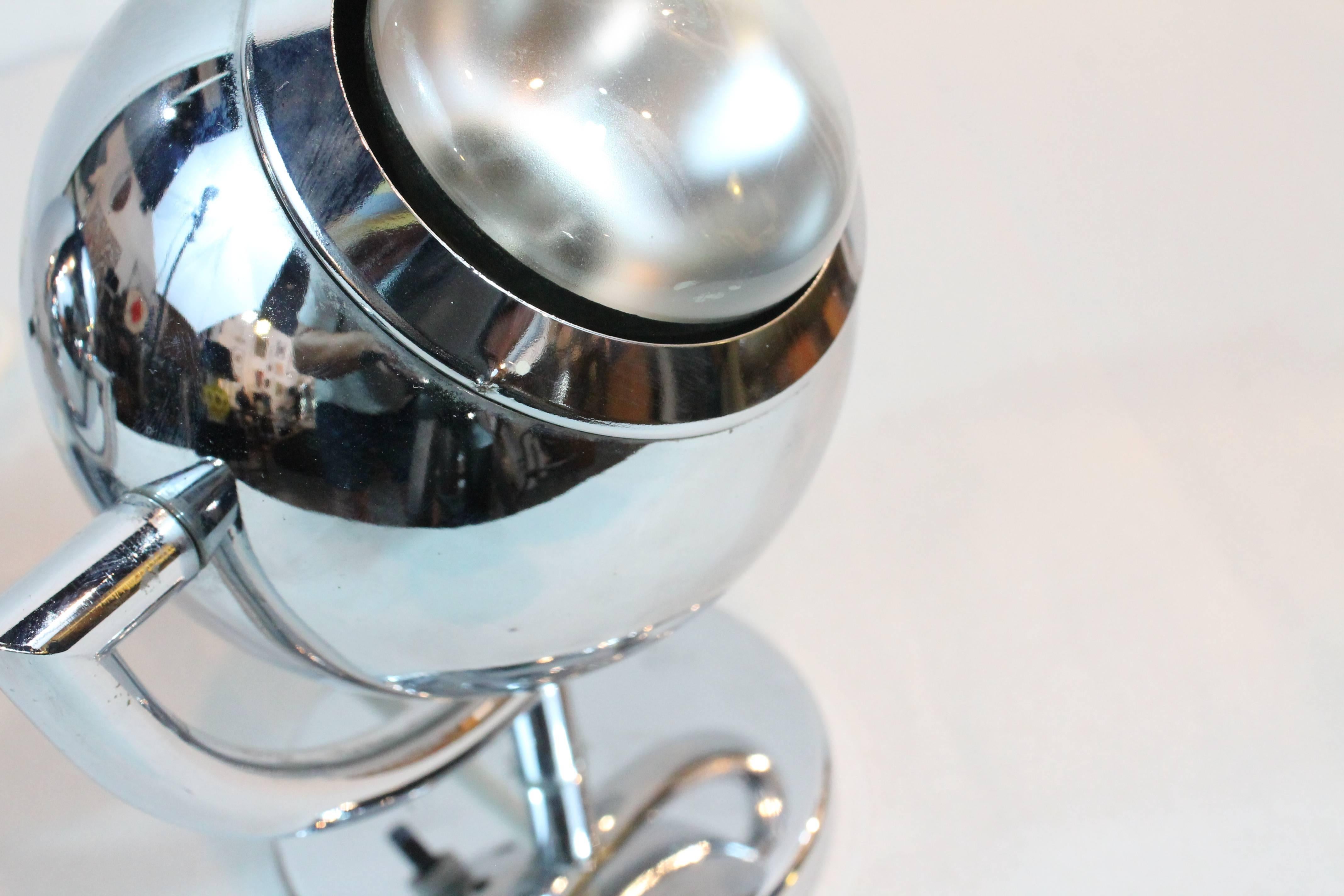 Pair of Chrome Swivel Ball Lamps 2