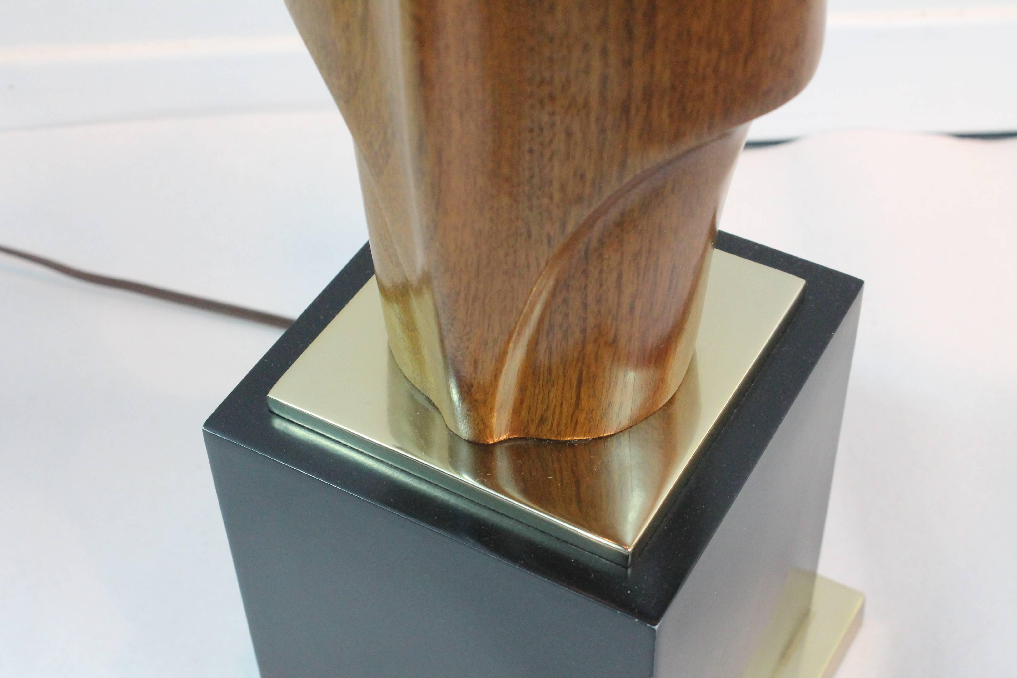Carved Walnut Sculptural Laurel Lamp For Sale 2