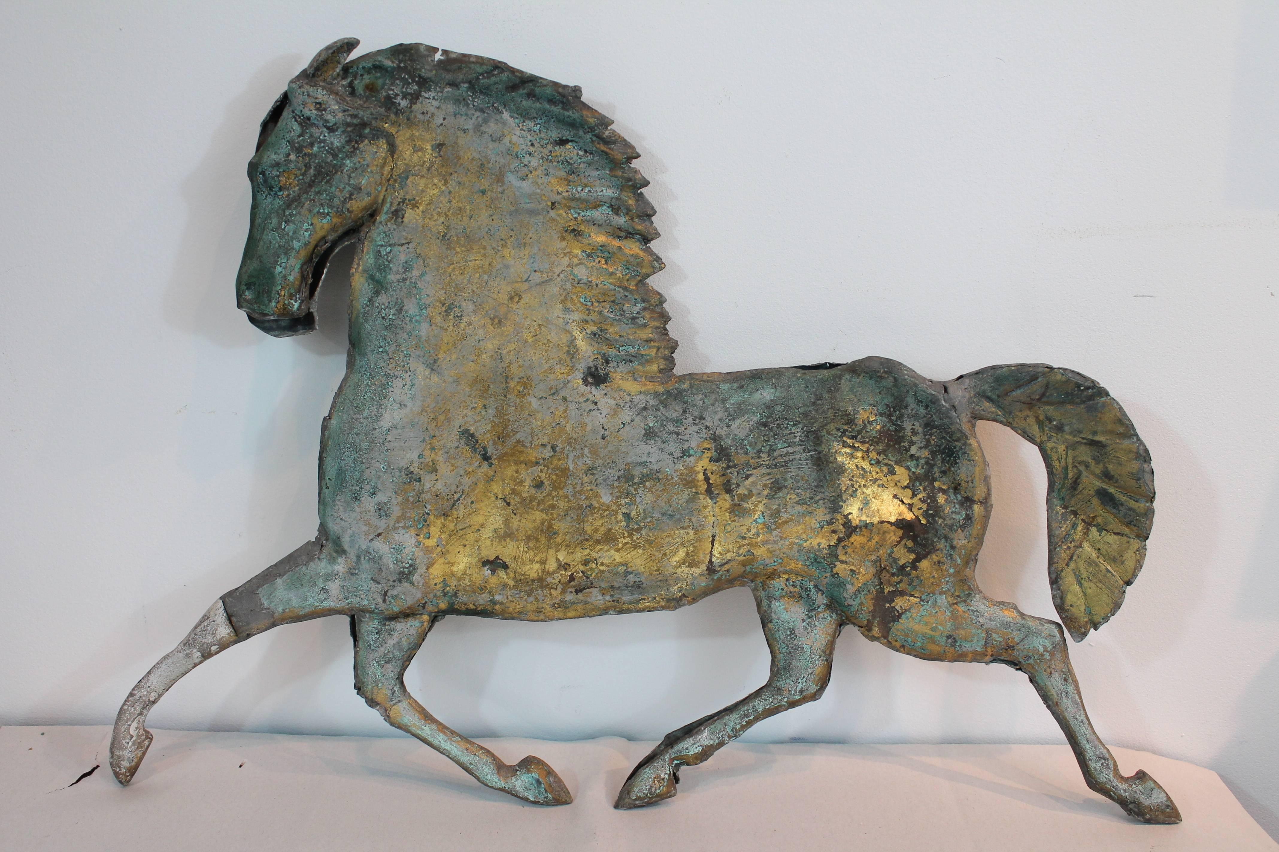 American 19th Century Gilt Copper Black Hawk Weathervane