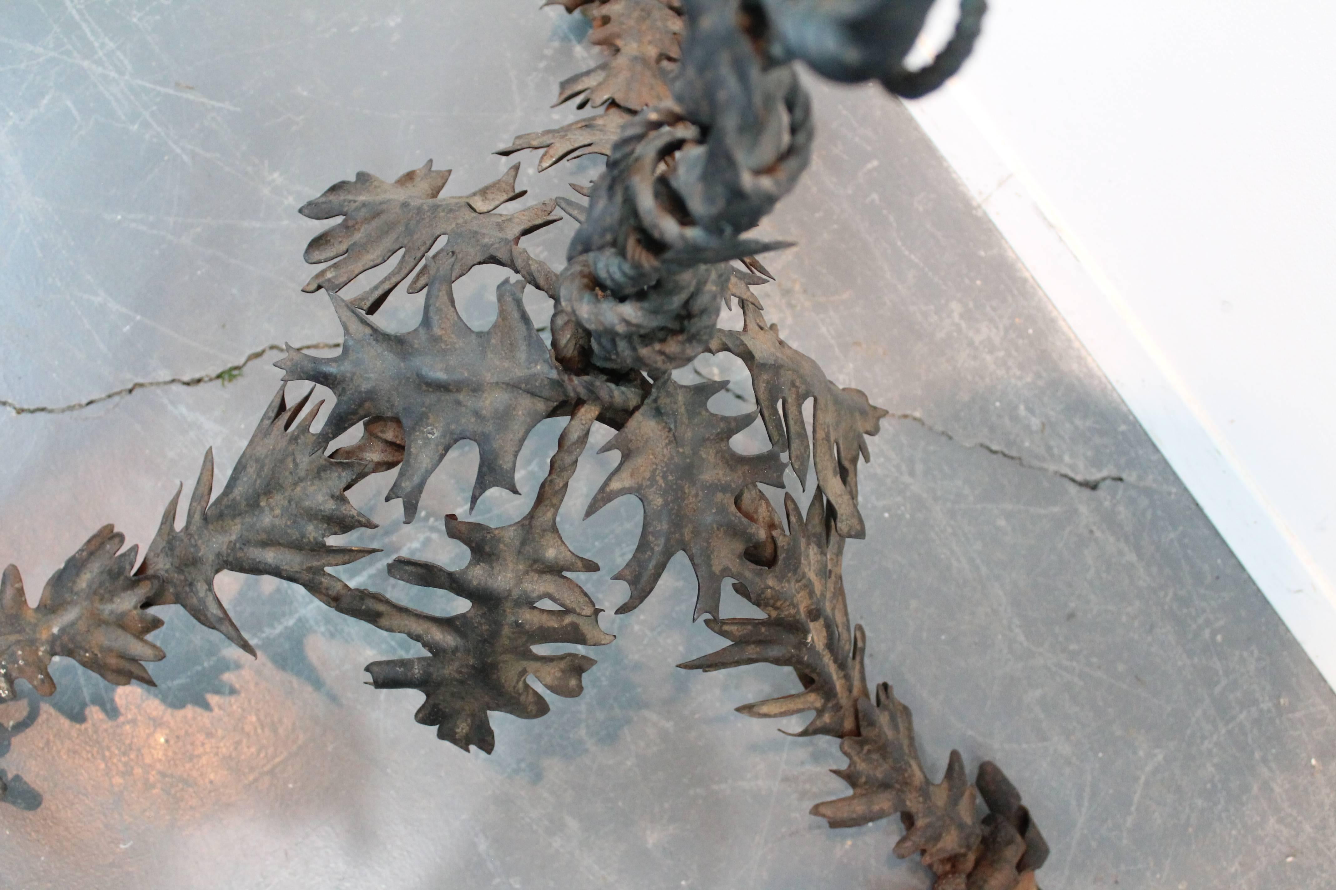 19th Century Highly Detailed French Wrought Iron Oak Leaf and Acorn Sculptural Stand For Sale
