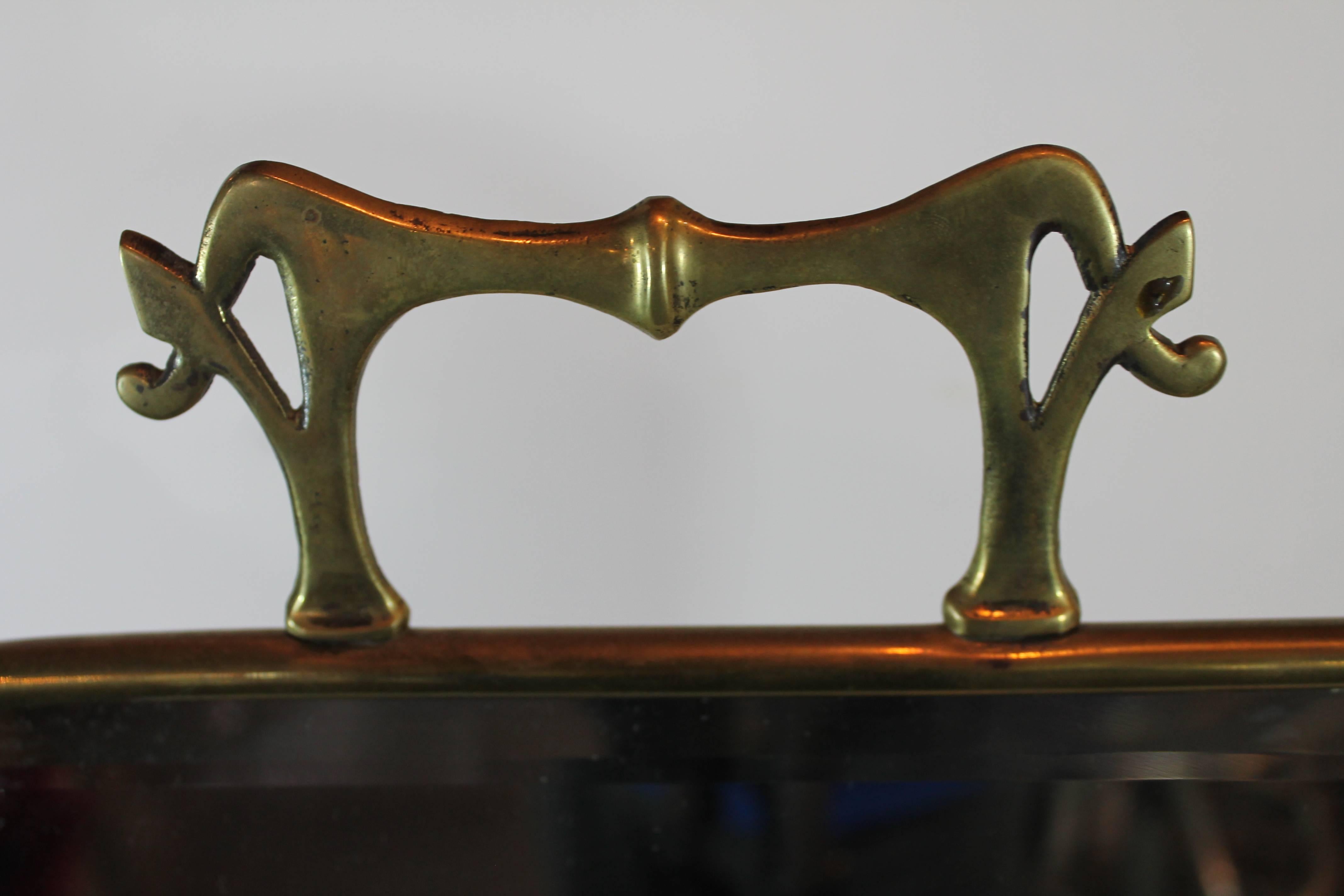 Art Nouveau Brass Freestanding Vanity Mirror 1
