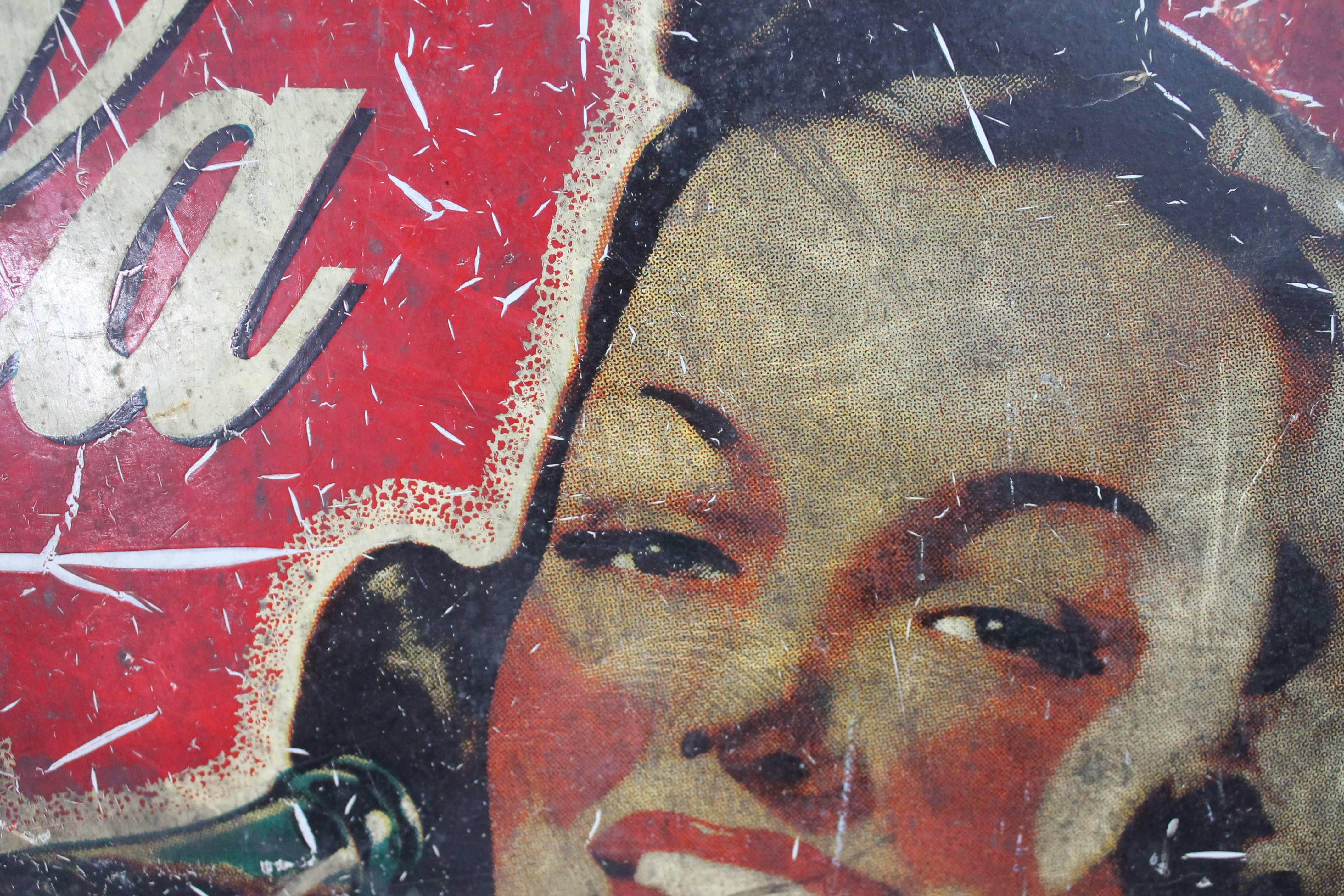 1941 Masonite Coca-Cola Advertising Sign For Sale 2