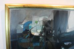 Signed 1976 Danish Abstract Oil on Canvas