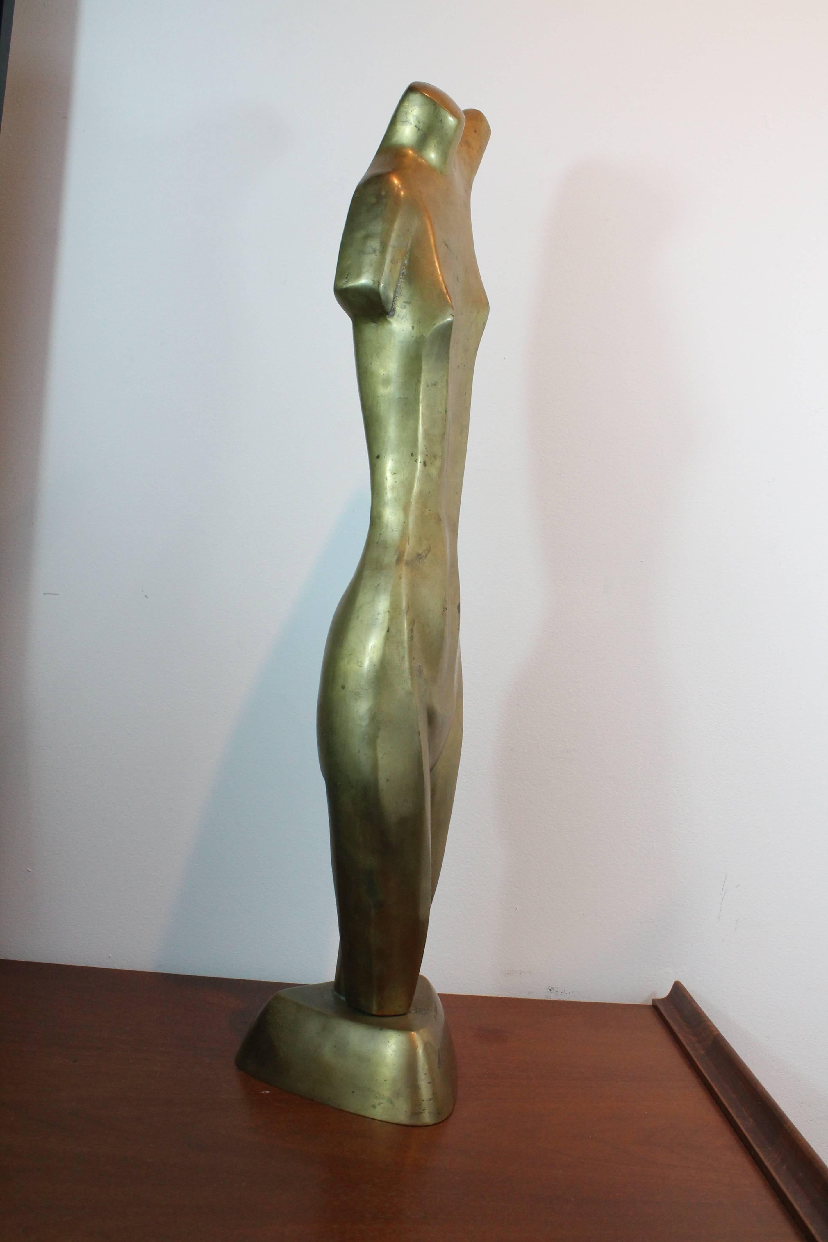 Mid-Century Modern Modernist Brass Elongated Nude Sculpture
