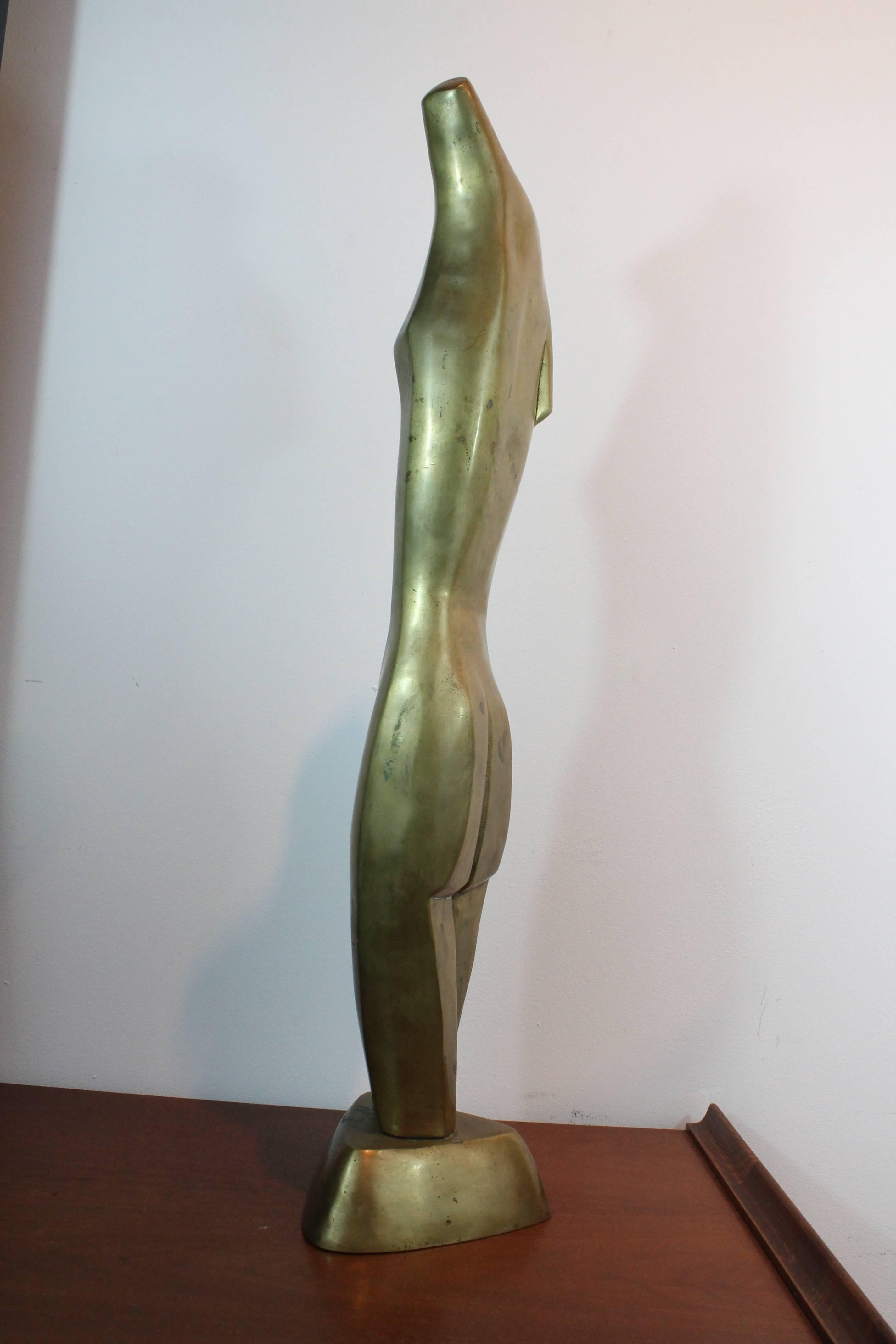 Modernist Brass Elongated Nude Sculpture 2