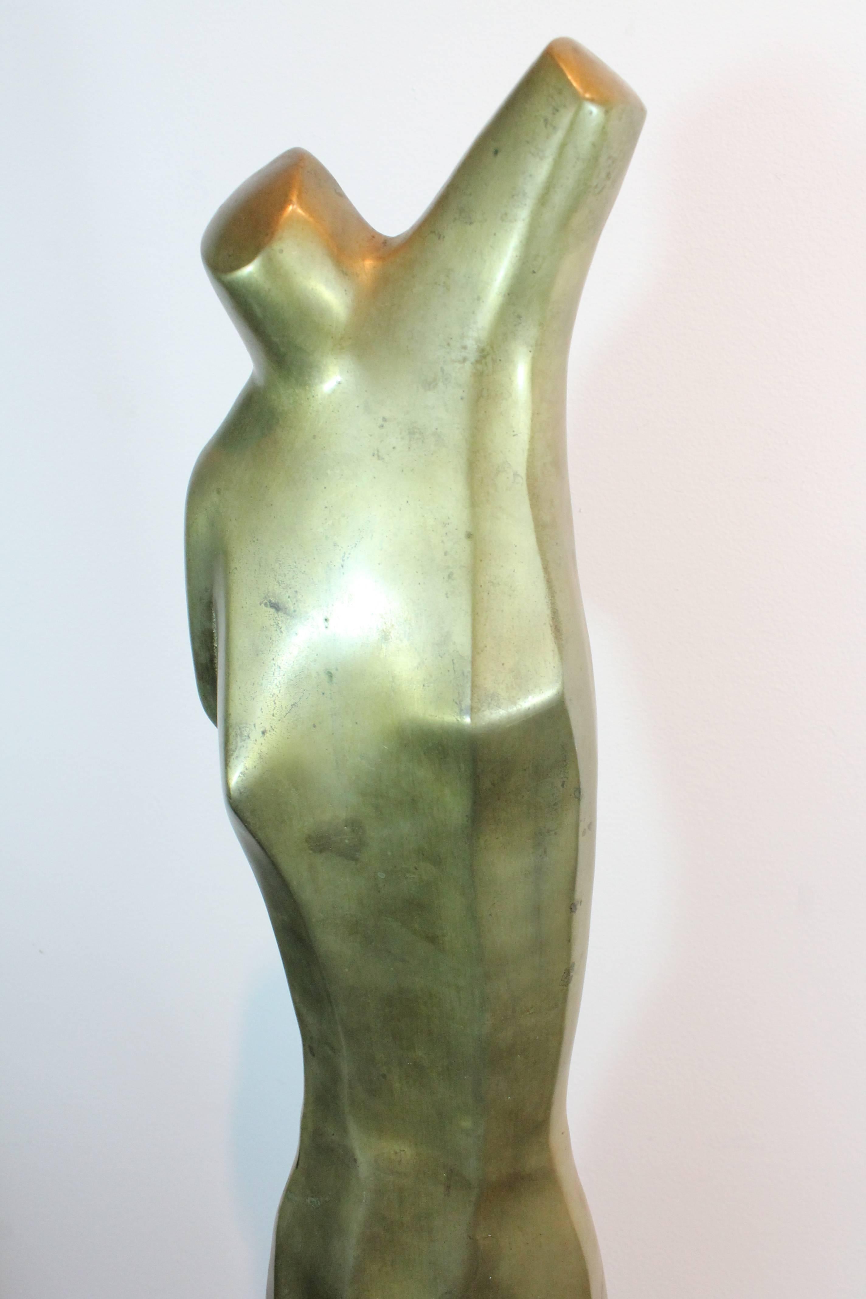 Modernist Brass Elongated Nude Sculpture 4