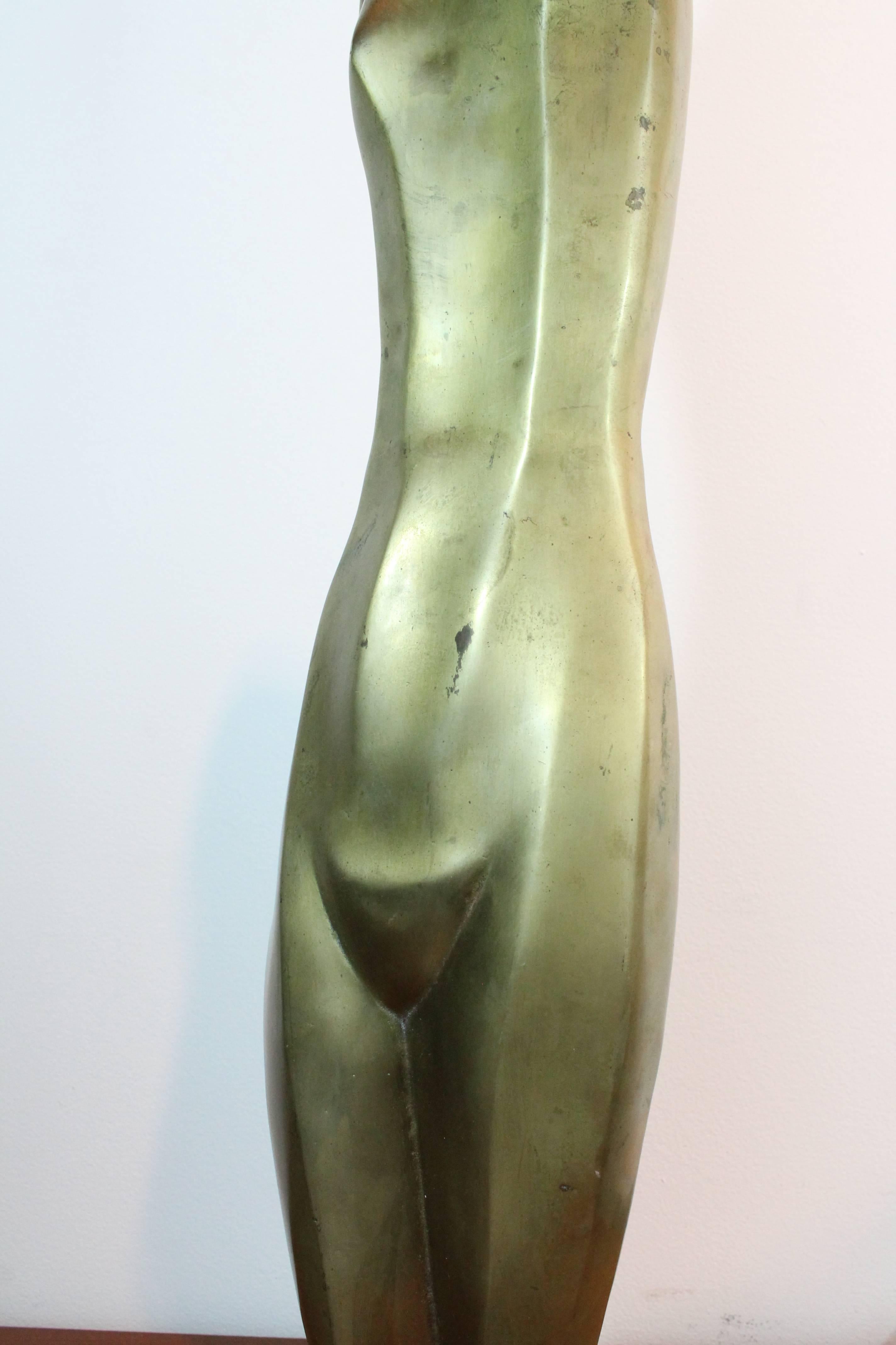 Modernist Brass Elongated Nude Sculpture 3