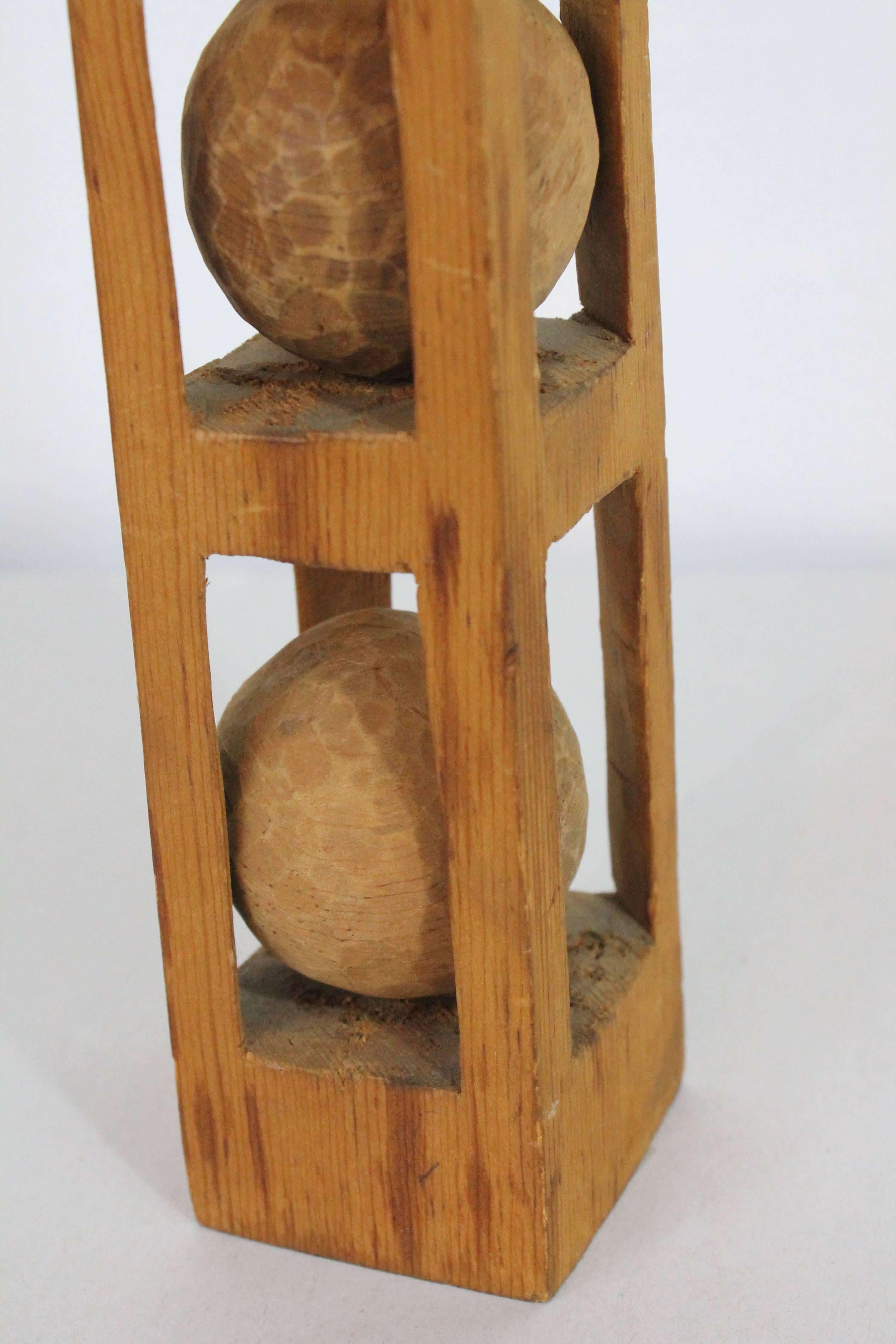 Folk Art Carved Ball and Obelisk Whimsy For Sale 5