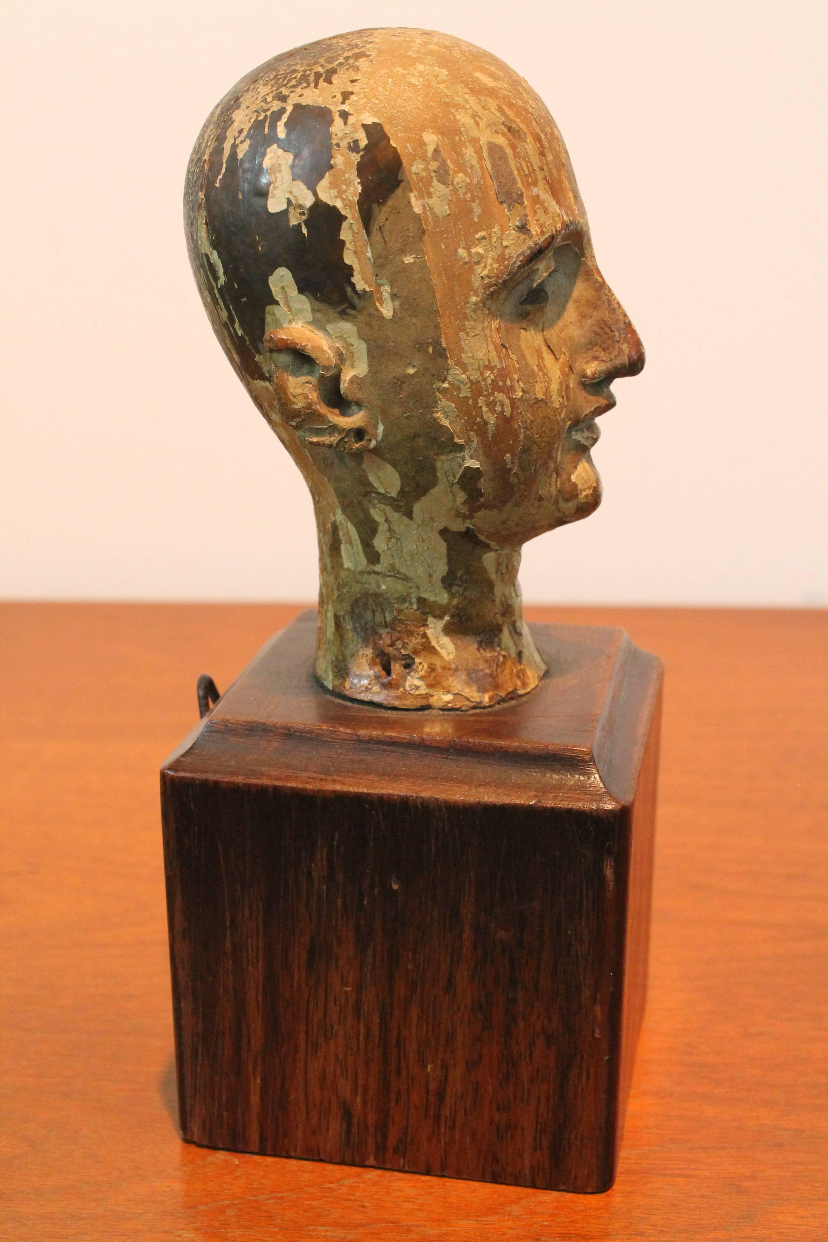 Spanish 19th Century Santos Head Sculpture