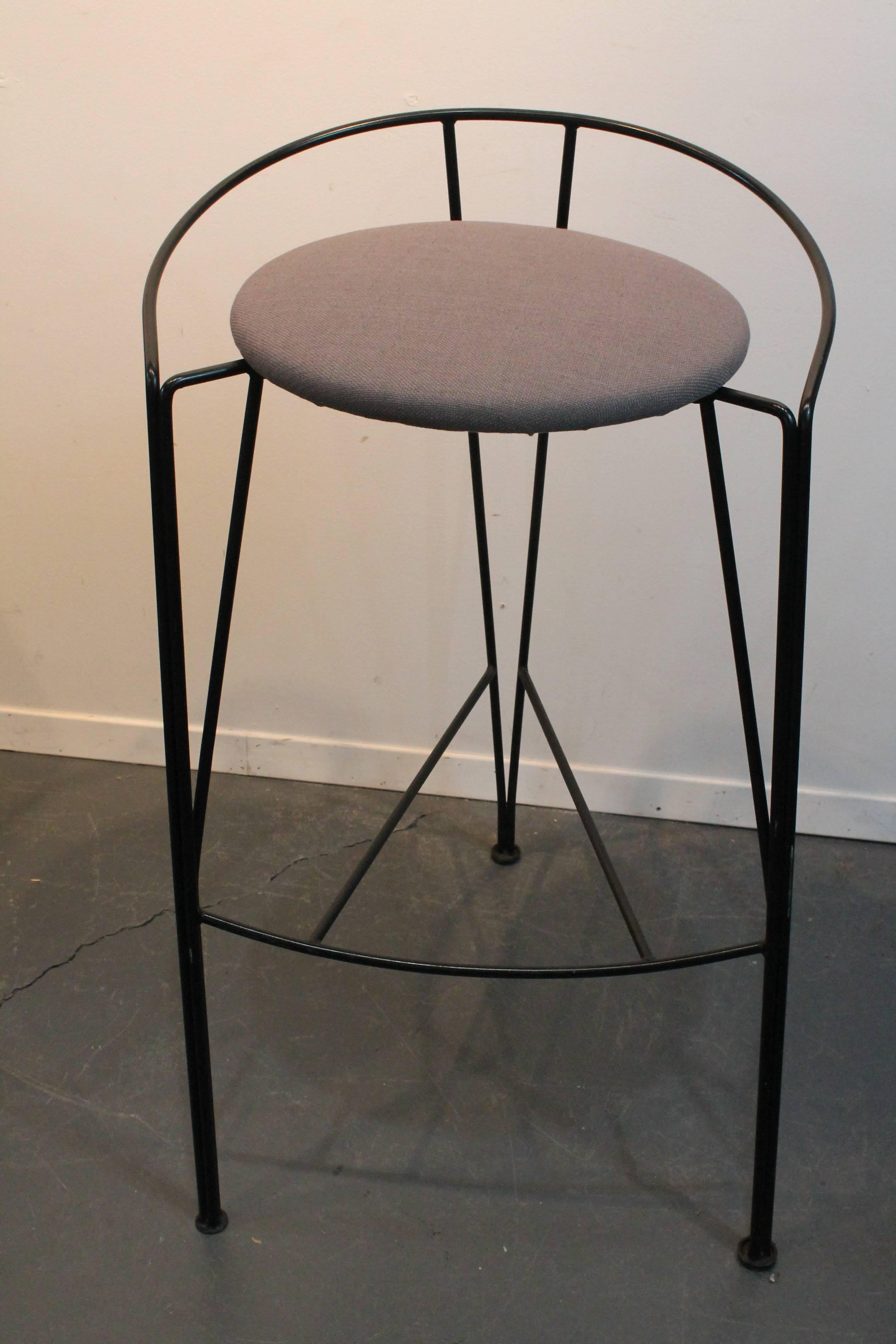 Wonderful minimalist sculptural iron barstools designed by French furniture designer and architect Pascal Mourgue and manufactured by Vecta (now Steelcase).
 