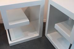 Postmodern Greek Key Design White Lacquered Side Tables/Nightstands
