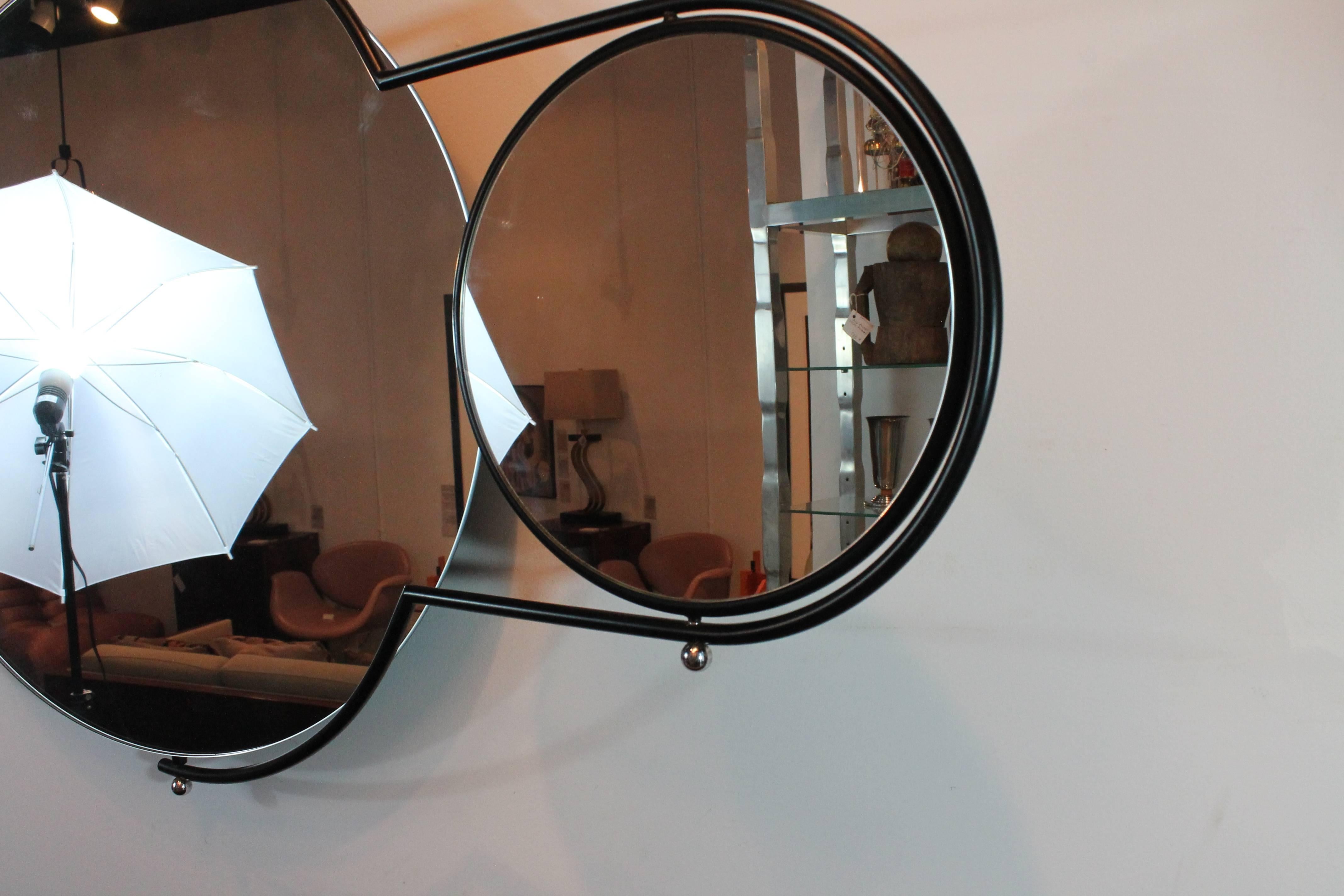 Italian Double Mirror with Articulating Swivel Arm In Good Condition For Sale In 3 Oaks, MI