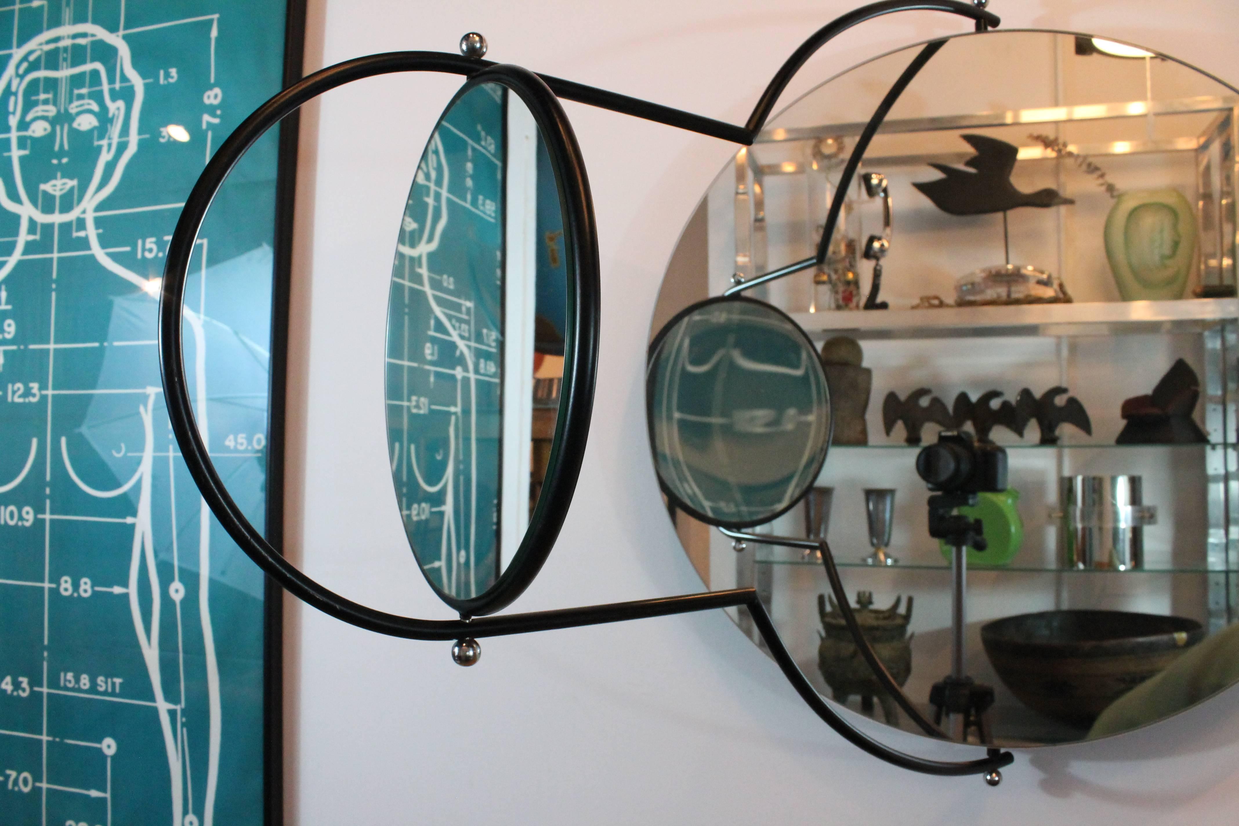Late 20th Century Italian Double Mirror with Articulating Swivel Arm For Sale