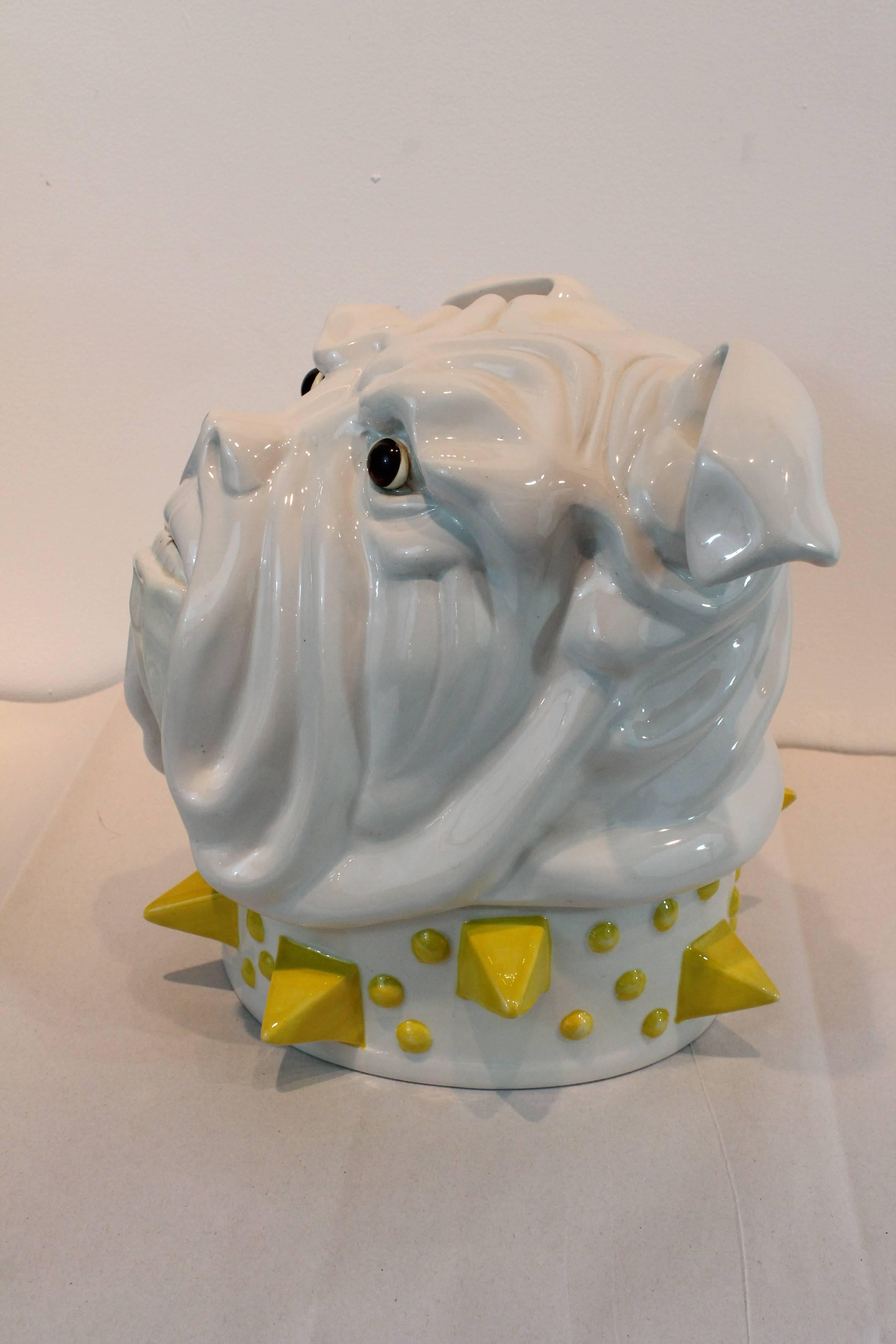 Mancioli Studio Italian Pottery Bulldog Cookie Jar In Good Condition In 3 Oaks, MI