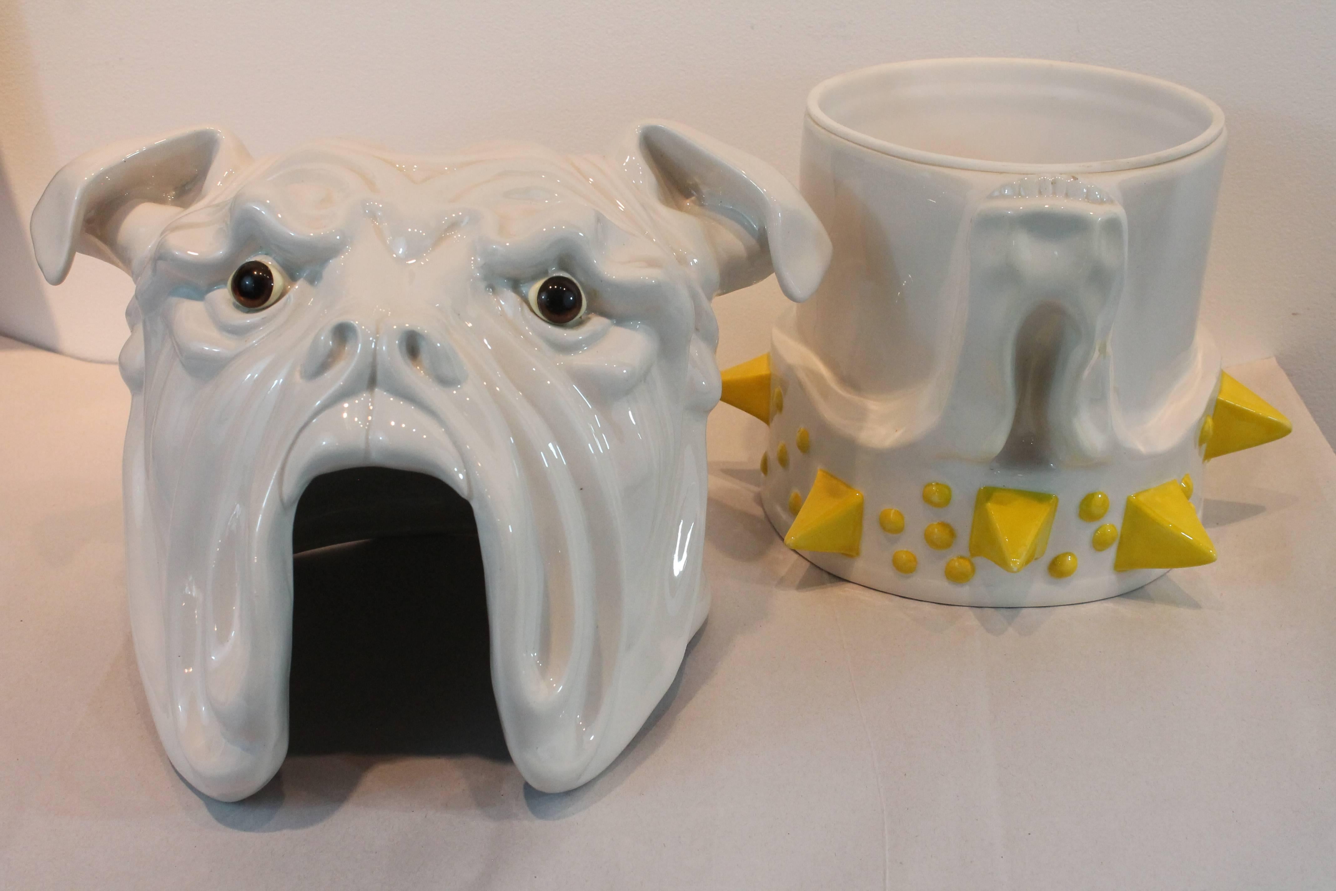 Late 20th Century Mancioli Studio Italian Pottery Bulldog Cookie Jar