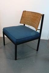 Mid-Century Modern Iron and Rattan Lounge Chairs
