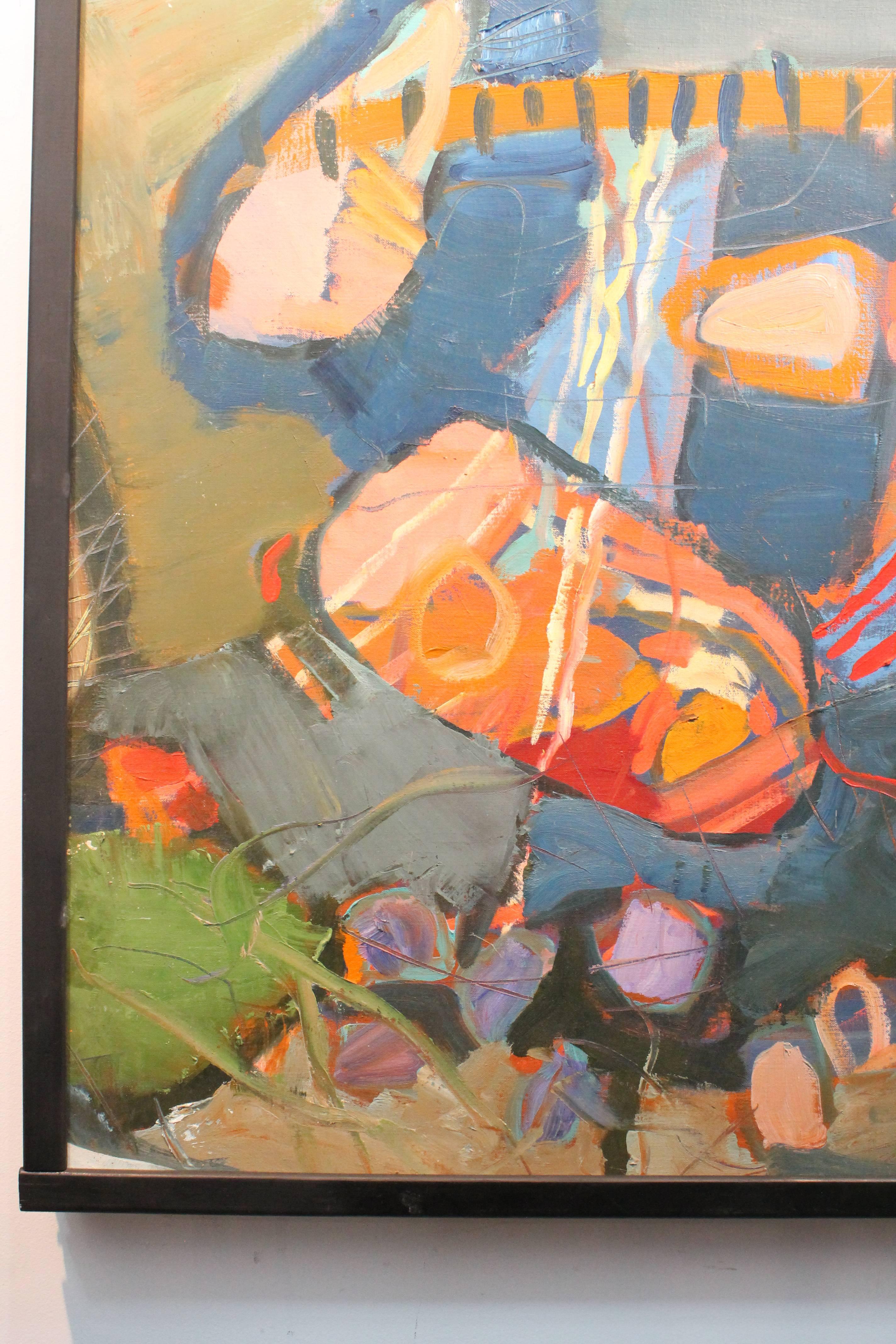 Lois Foley Large Abstract Oil on Canvas In Excellent Condition For Sale In 3 Oaks, MI