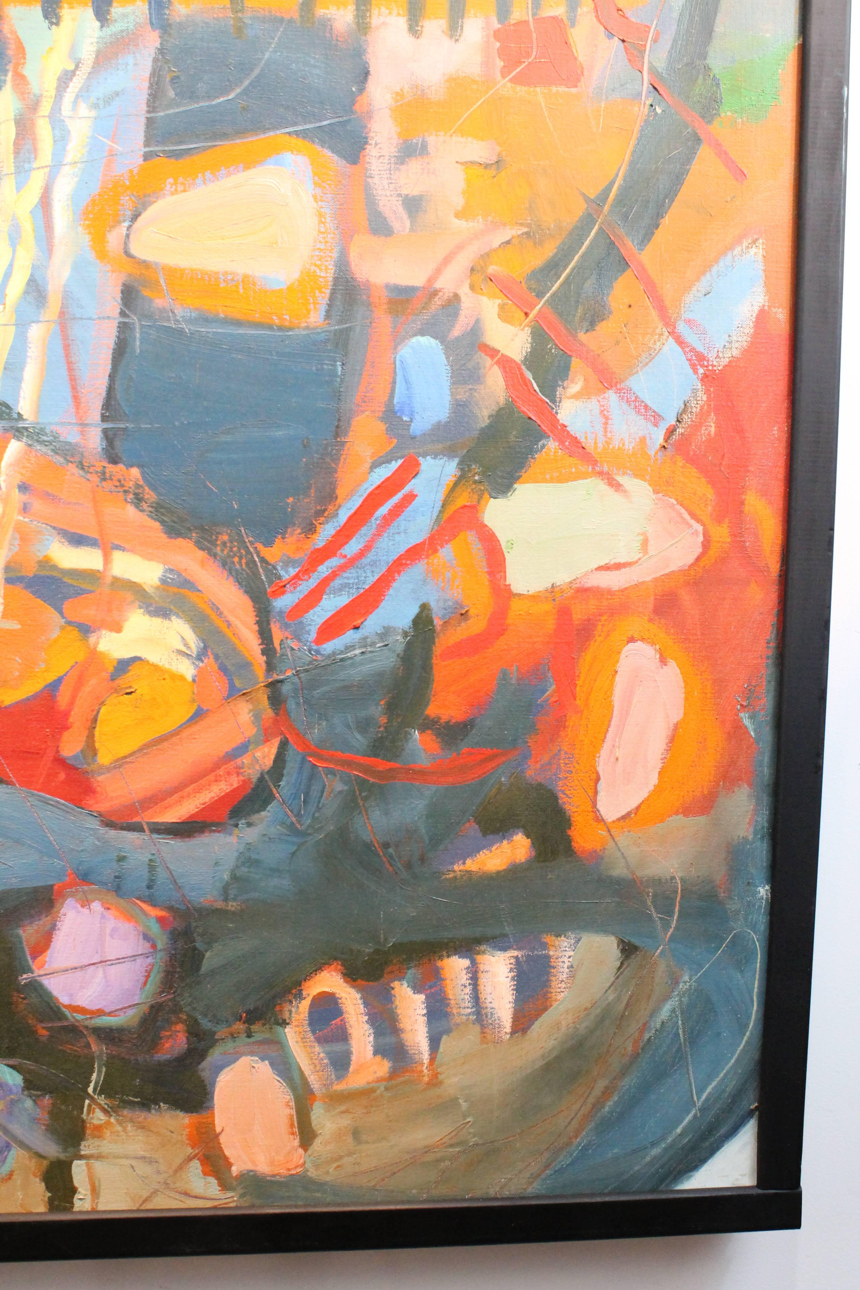 Late 20th Century Lois Foley Large Abstract Oil on Canvas For Sale