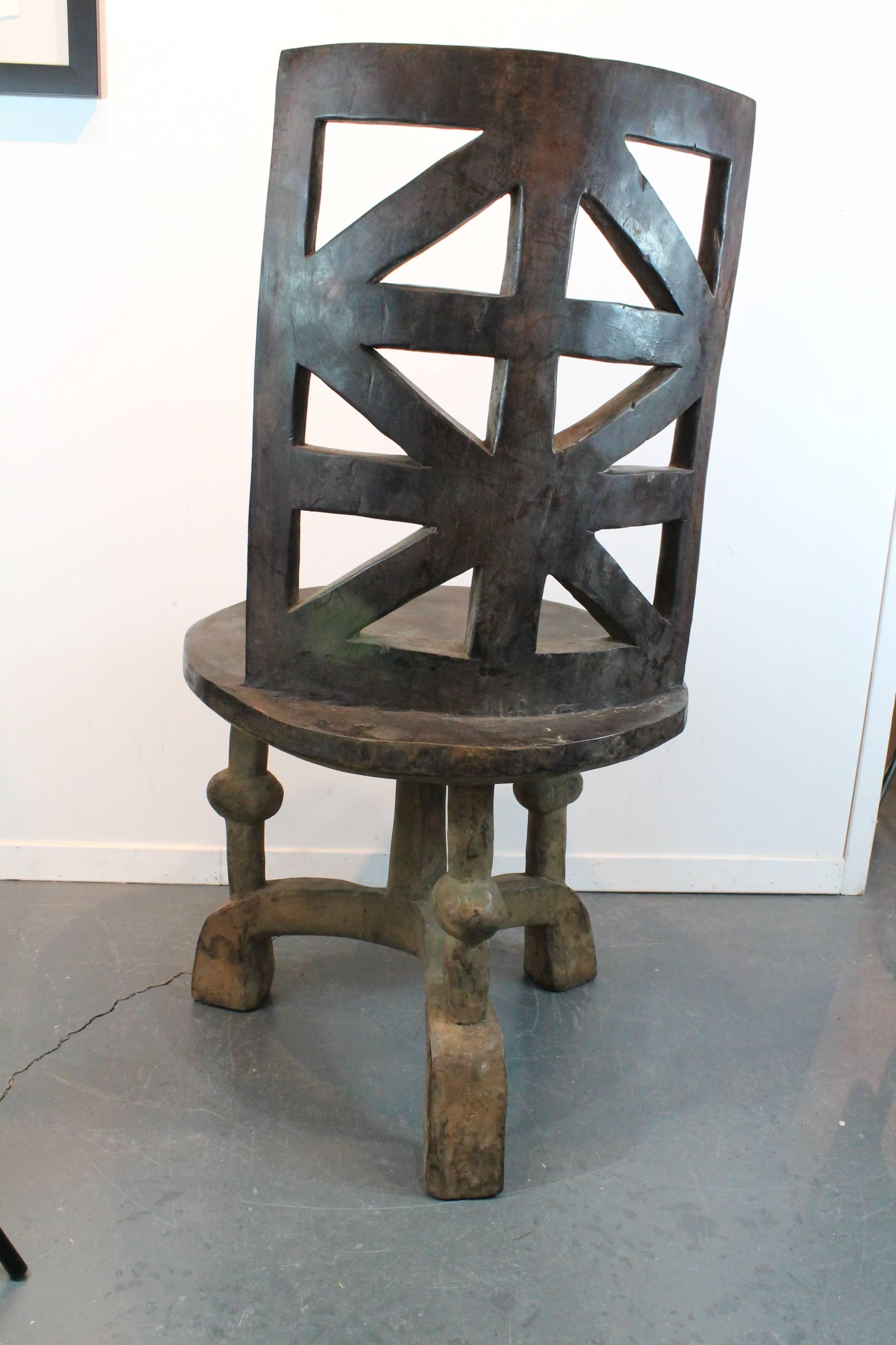 Ethiopian Carved Chair In Good Condition In 3 Oaks, MI