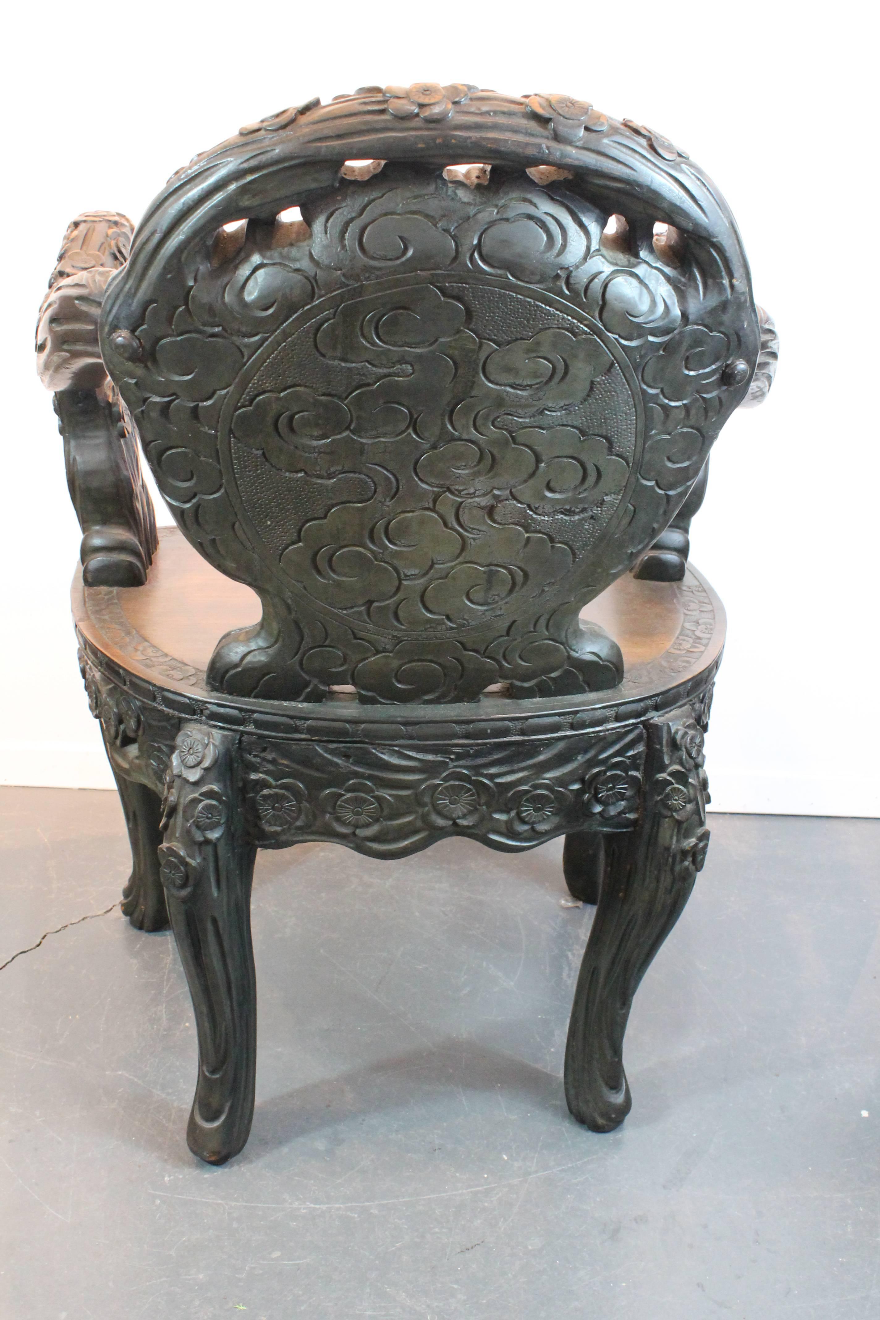 Heavily Carved Chinese Arm Chair 2