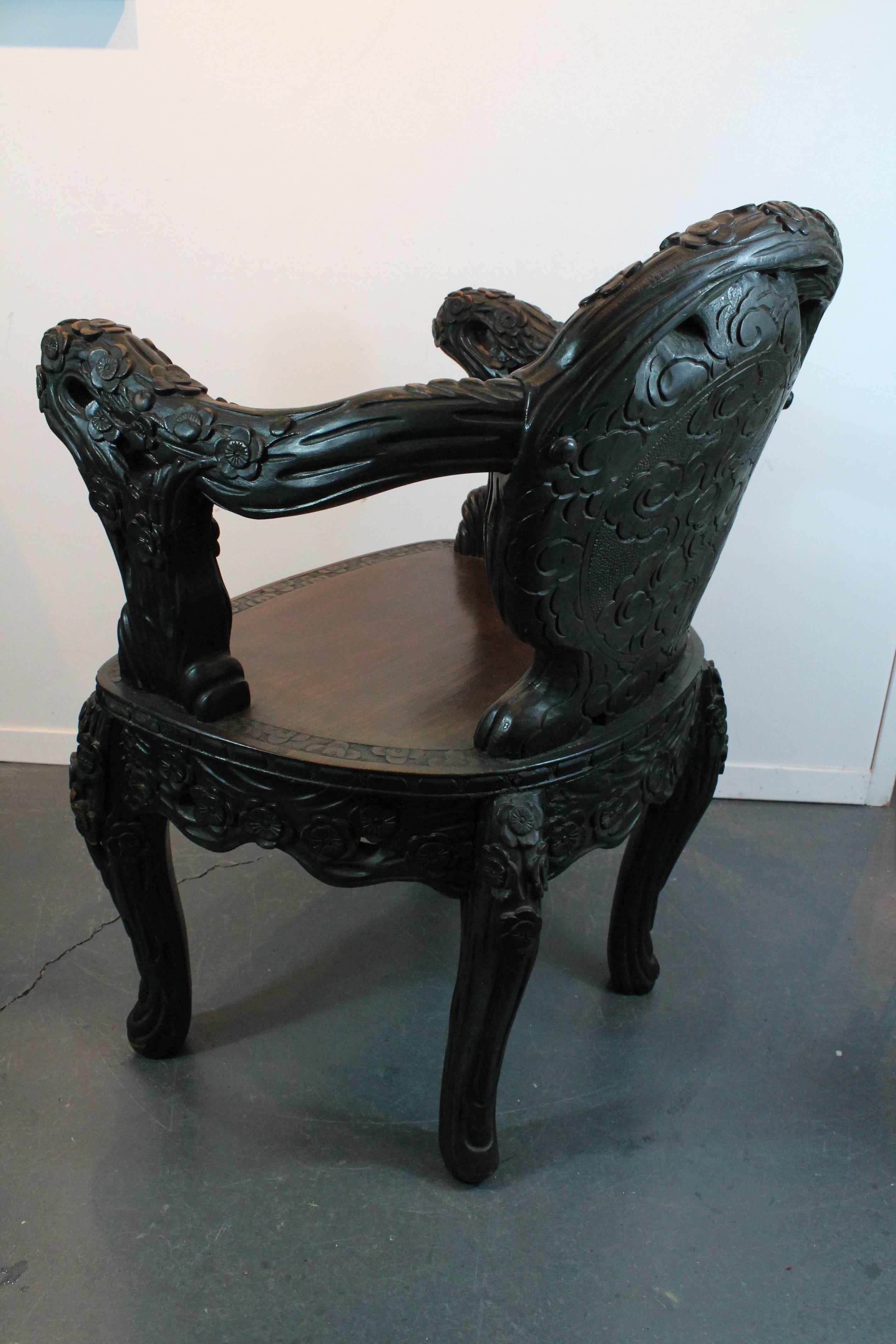 Heavily Carved Chinese Arm Chair 1