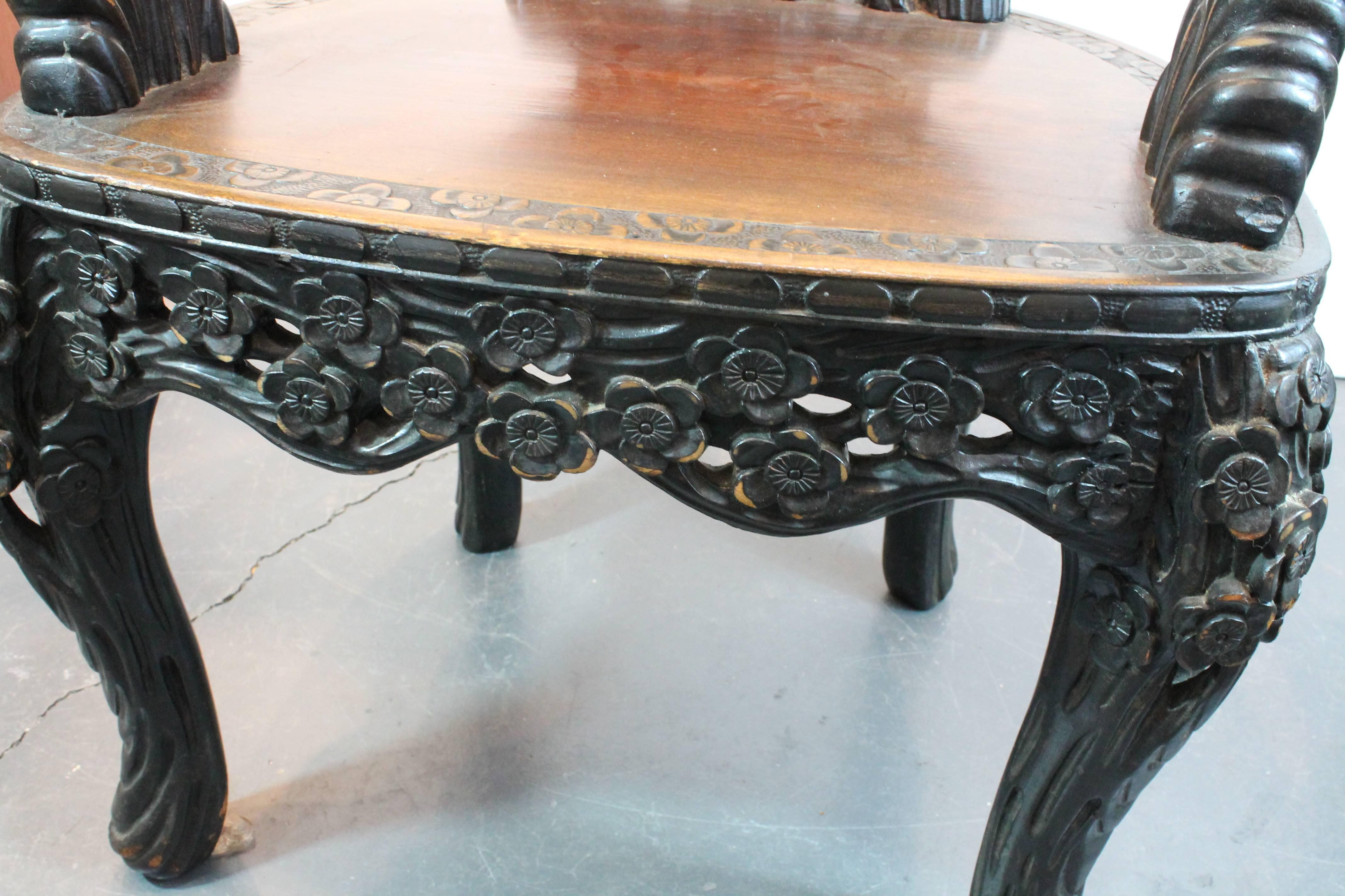 Heavily Carved Chinese Arm Chair 3