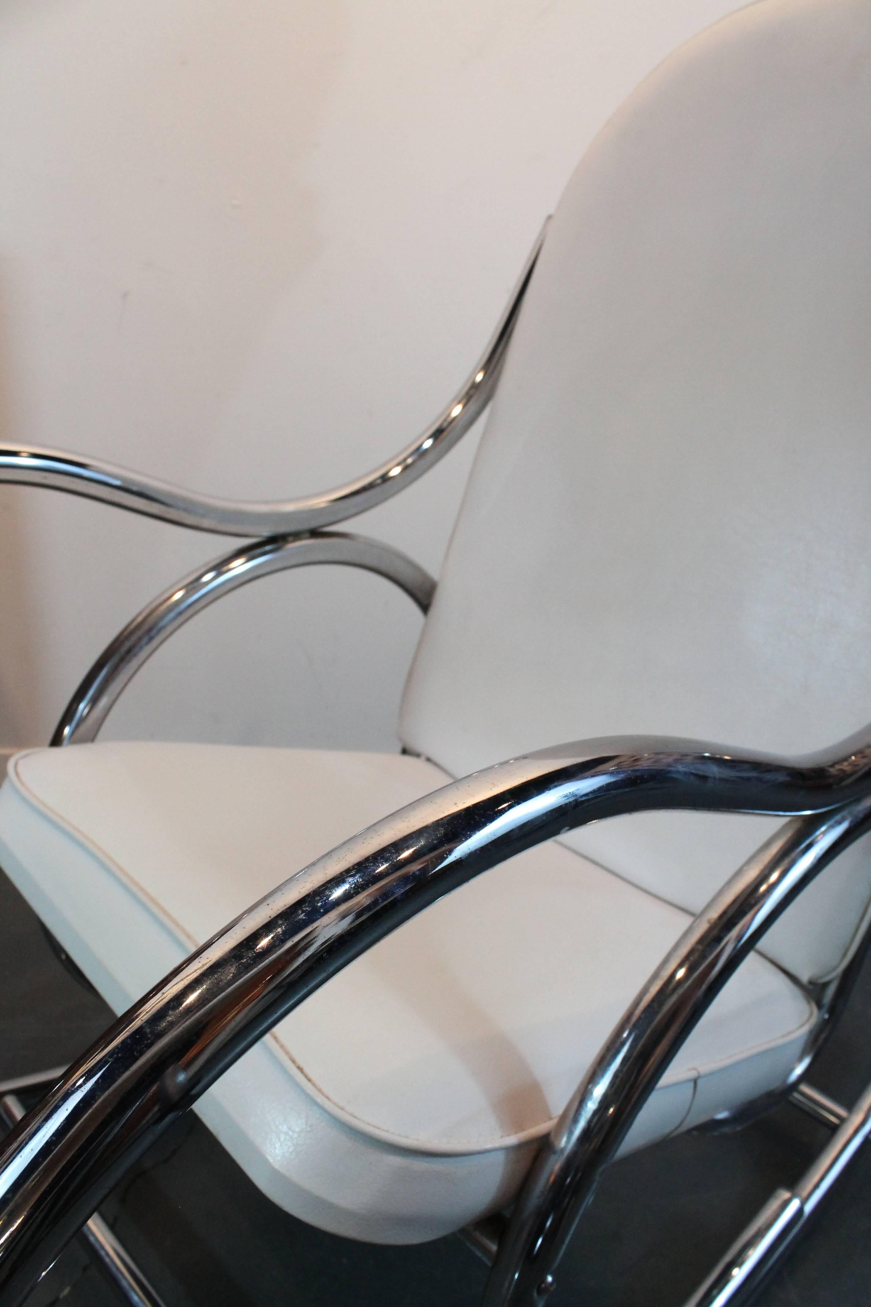 1970's Chrome Sculptural Rocking Chair For Sale 3