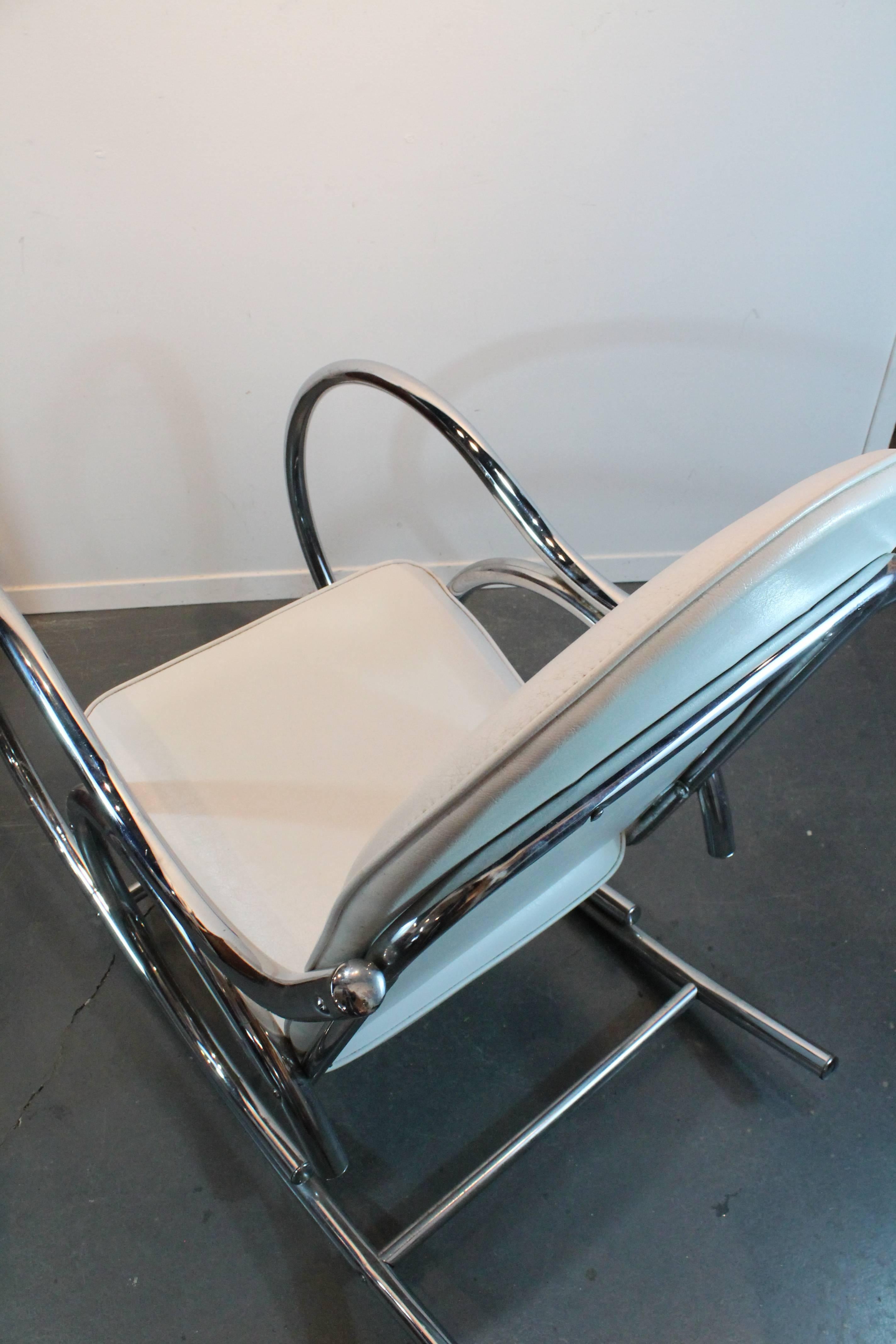 Late 20th Century 1970's Chrome Sculptural Rocking Chair For Sale