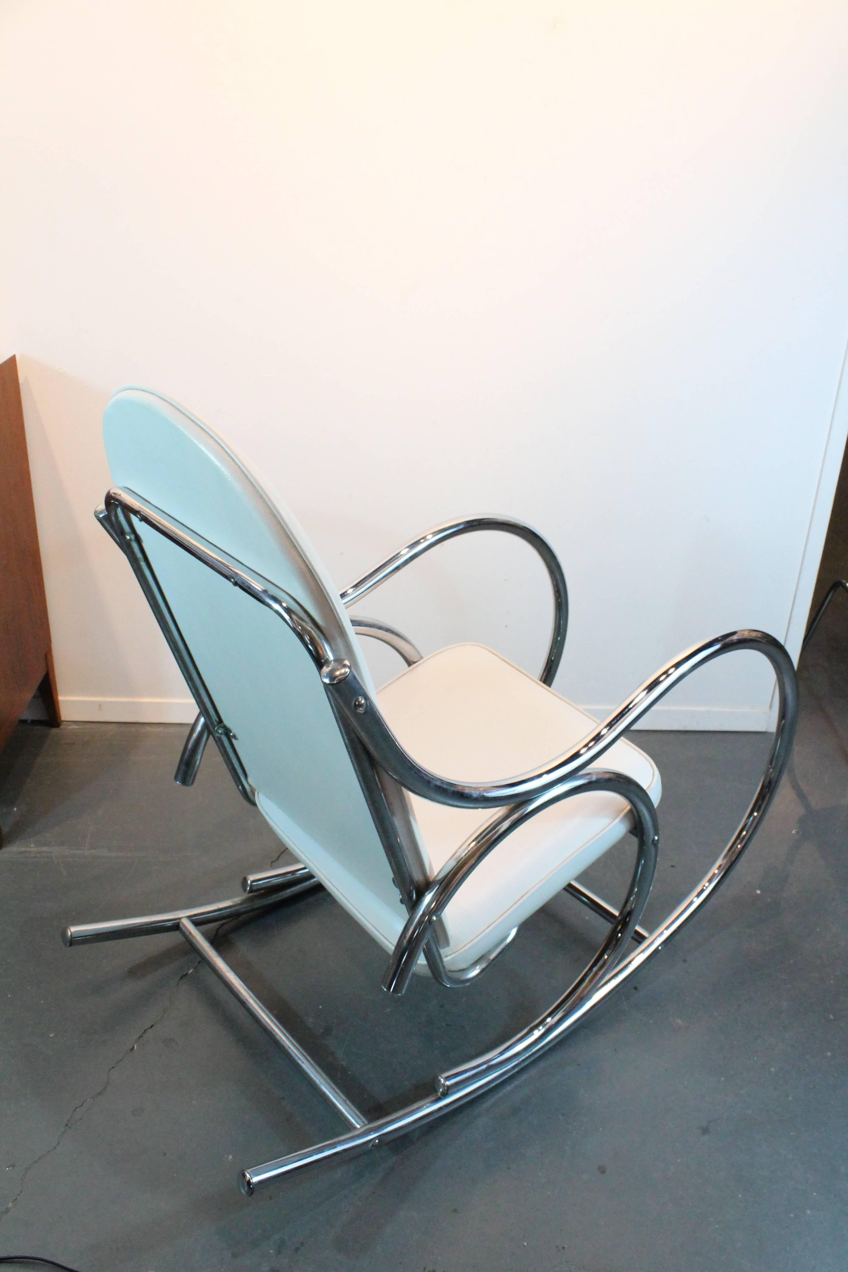 Mid-Century Modern 1970's Chrome Sculptural Rocking Chair For Sale