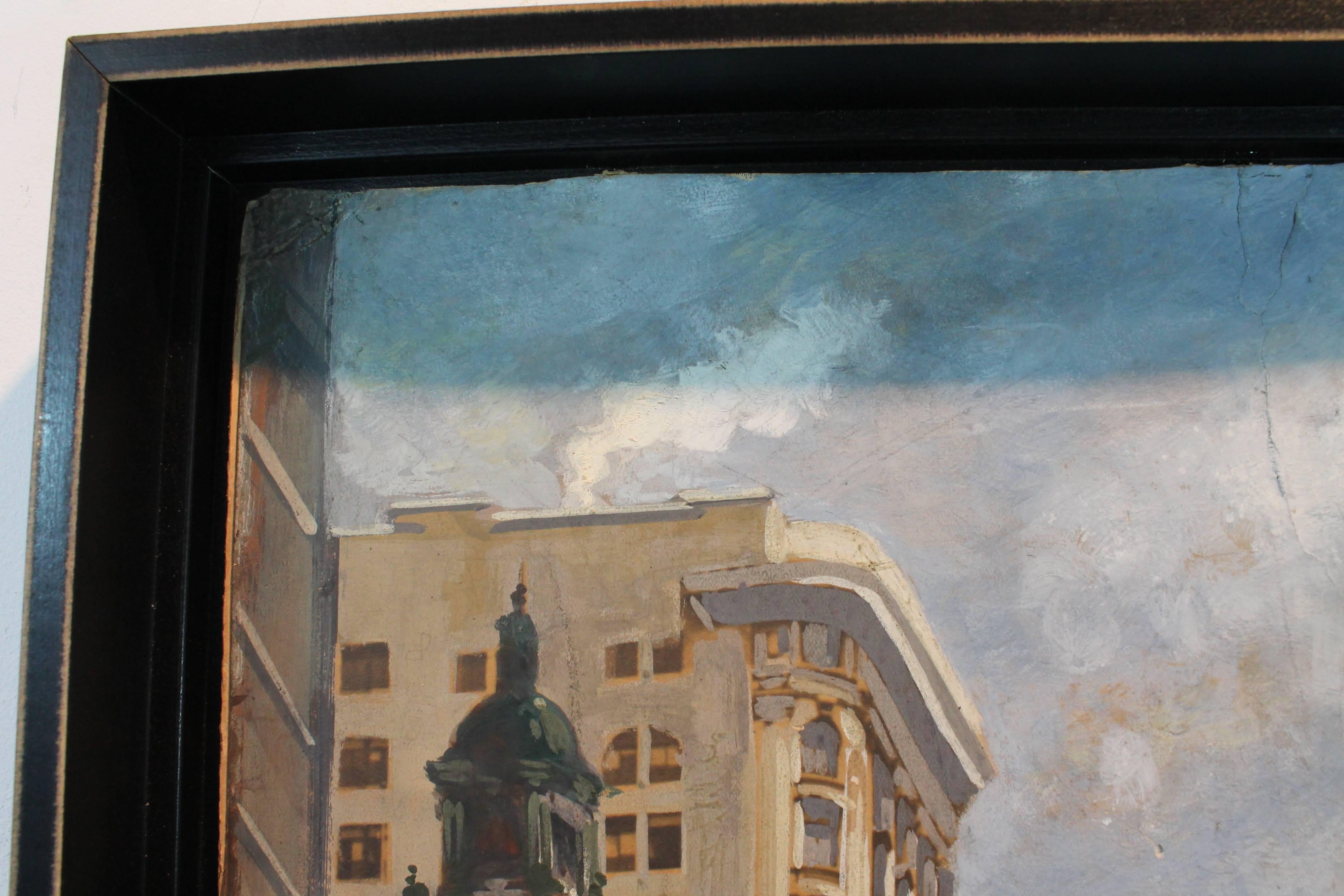 Early 20th Century  1914 Painting of The New York Stock Exchange  For Sale