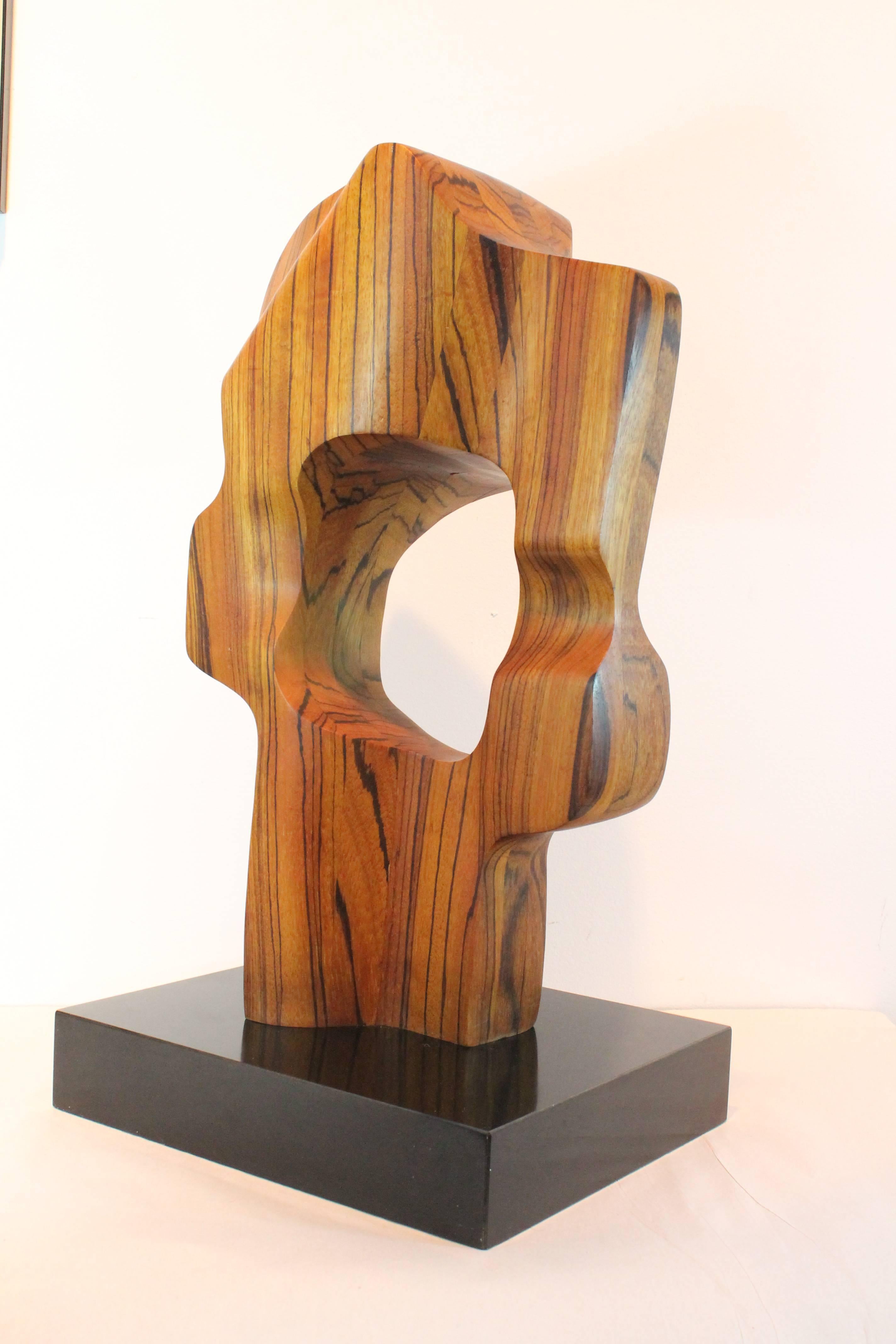 Mid-Century Modern Modernist Zebra Wood Sculpture For Sale