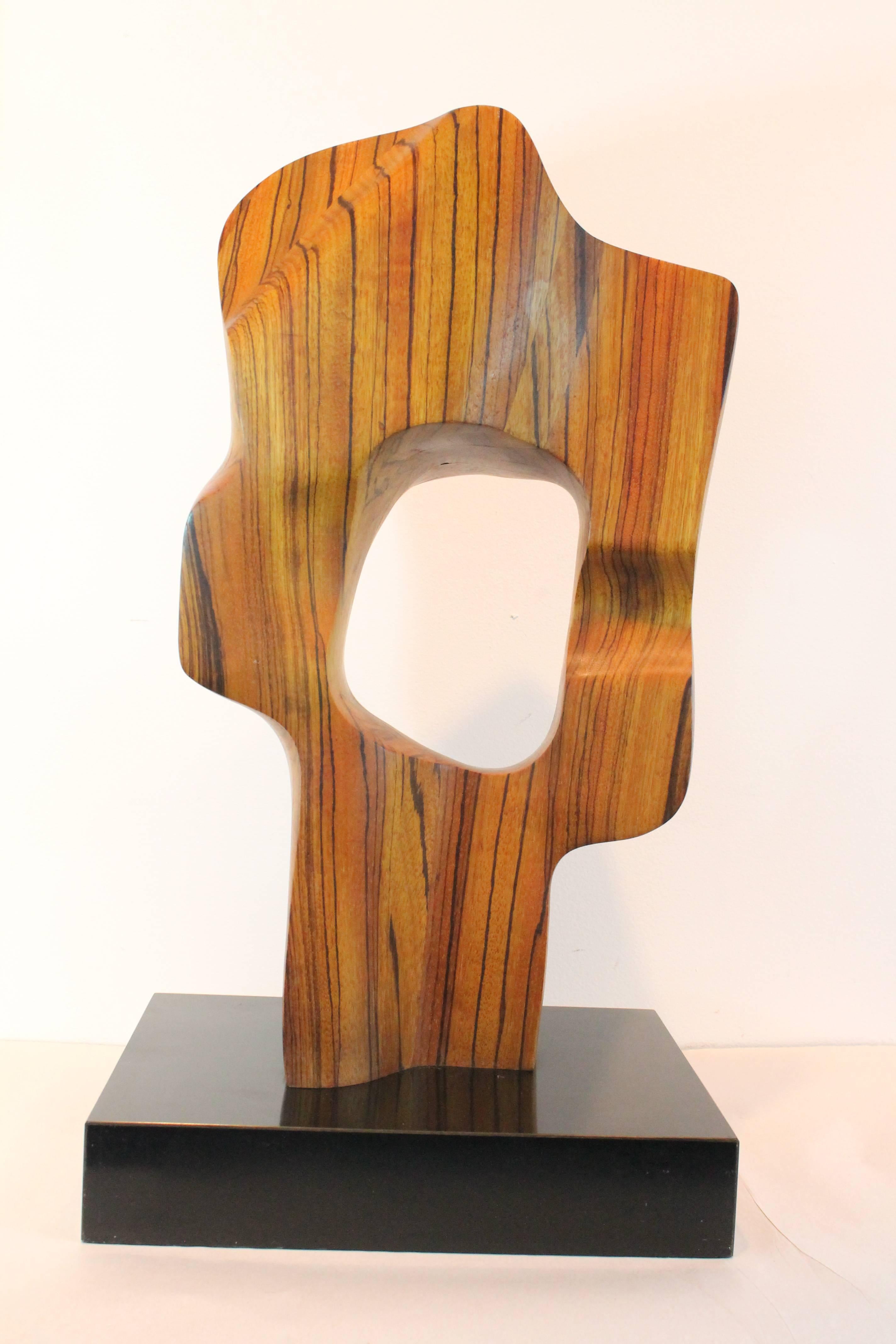 Modernist Zebra Wood Sculpture In Excellent Condition For Sale In 3 Oaks, MI